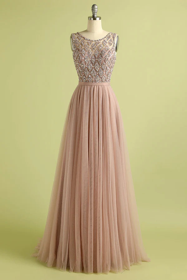 Tulle Beading Prom Dress Simple gentle atmospheric and unique design