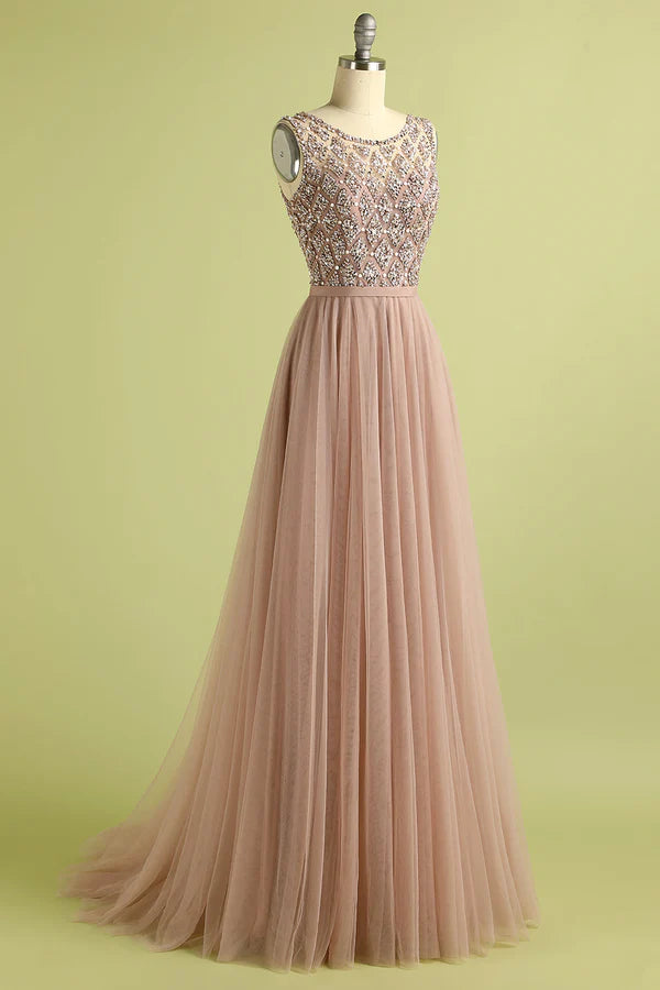 Tulle Beading Prom Dress Simple gentle atmospheric and unique design