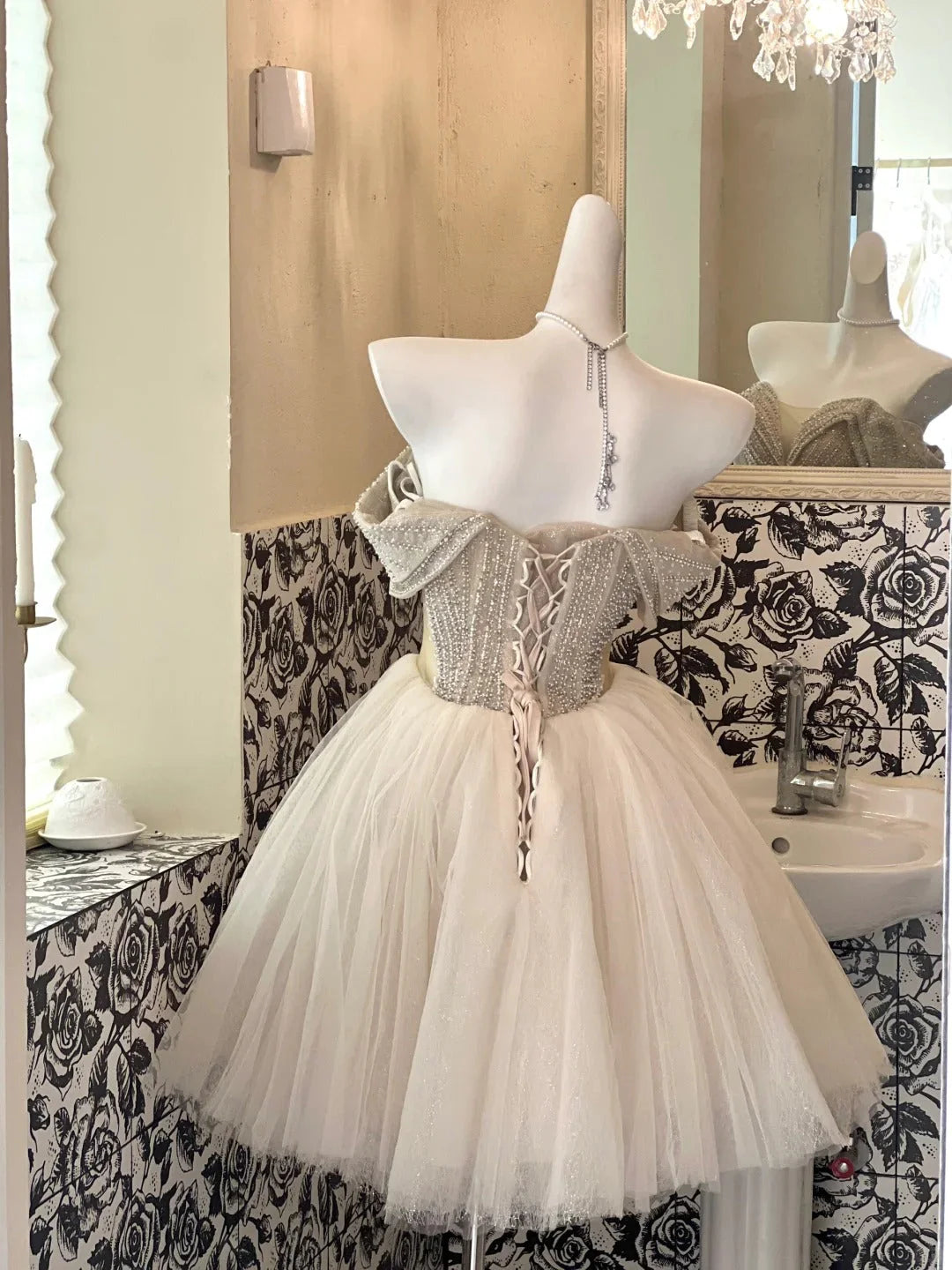 Tulle Off Shoulder Short Party Dress Cocktail Dresses Homecoming Dress simple gentle atmospheric and unique desi Brin