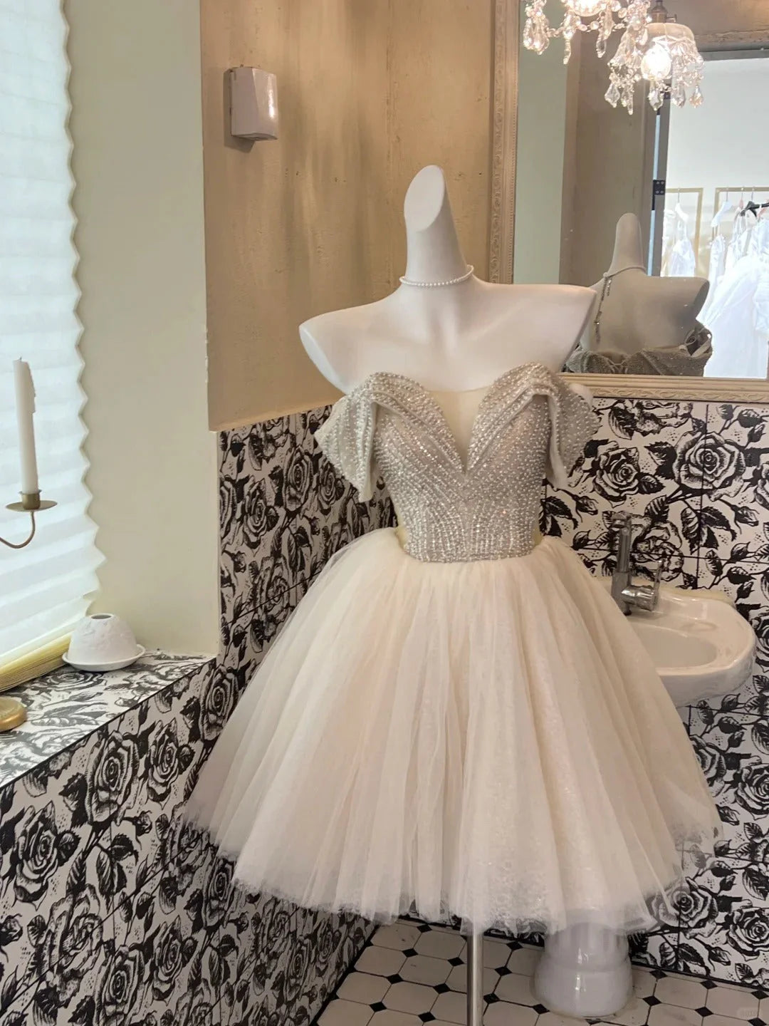 Tulle Off Shoulder Short Party Dress Cocktail Dresses Homecoming Dress simple gentle atmospheric and unique desi Brin