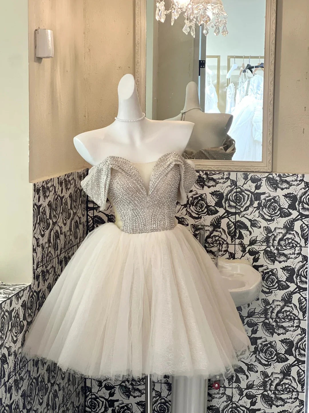 Tulle Off Shoulder Short Party Dress Cocktail Dresses Homecoming Dress simple gentle atmospheric and unique desi Brin