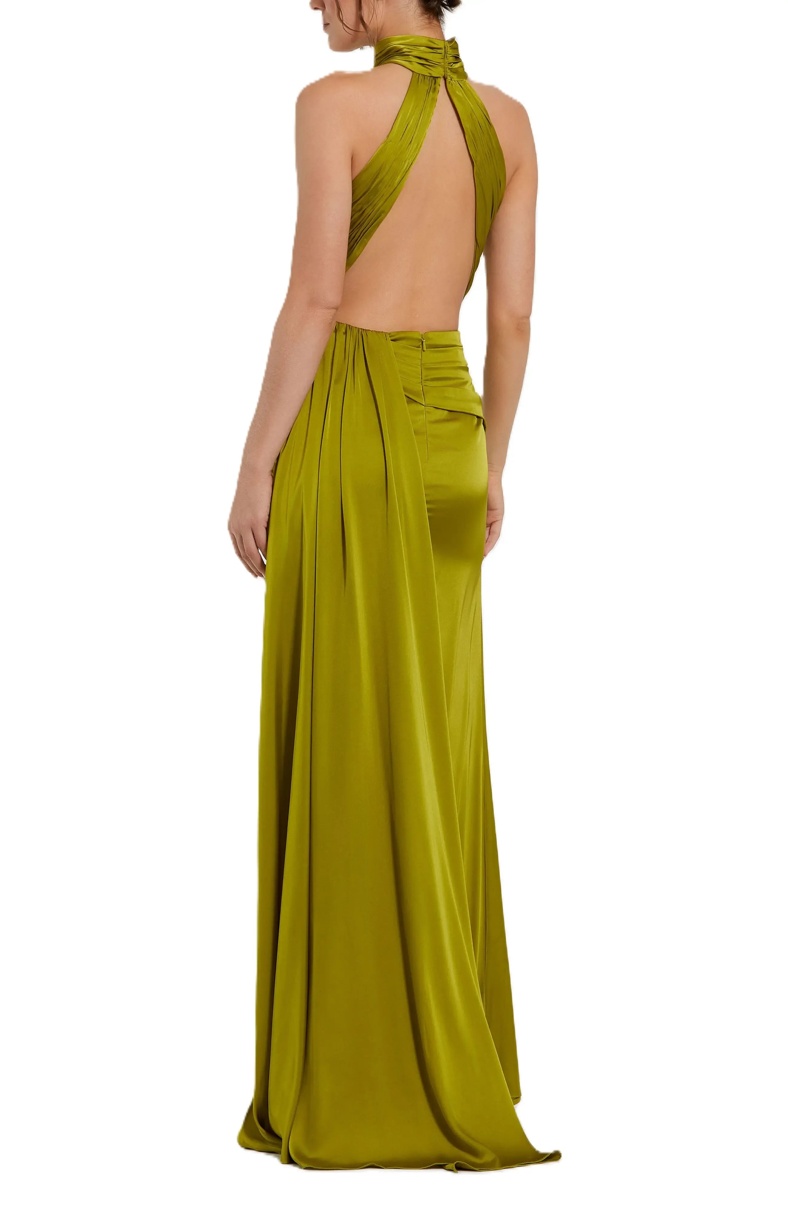 Twisted Sheath Halter Neck Sleeveless Open Back Floor Length For Ladies Evening Dress