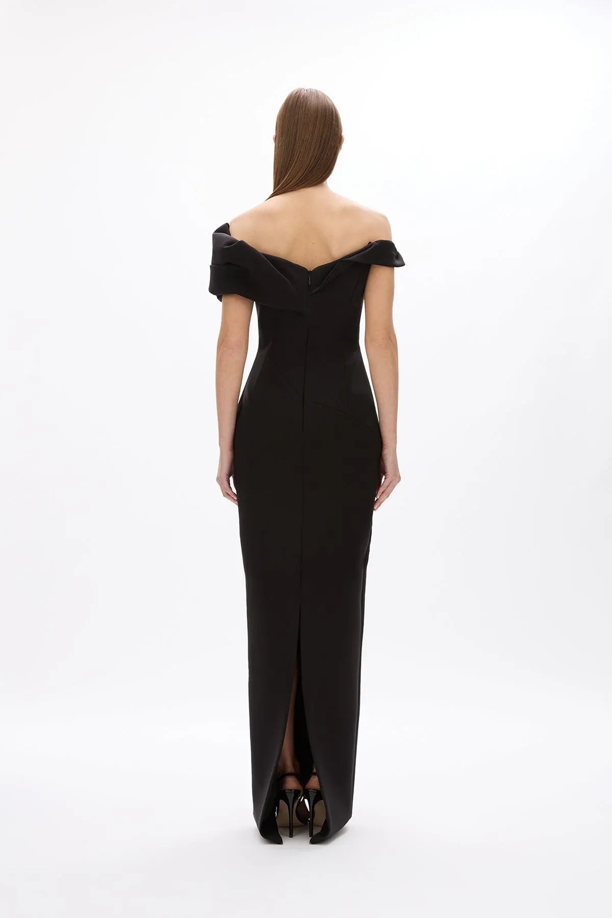 Twisted Sheath Off the Shoulder Sleeveless V Back High Slit Floor Length Hot Sale Prom Dress ﻿