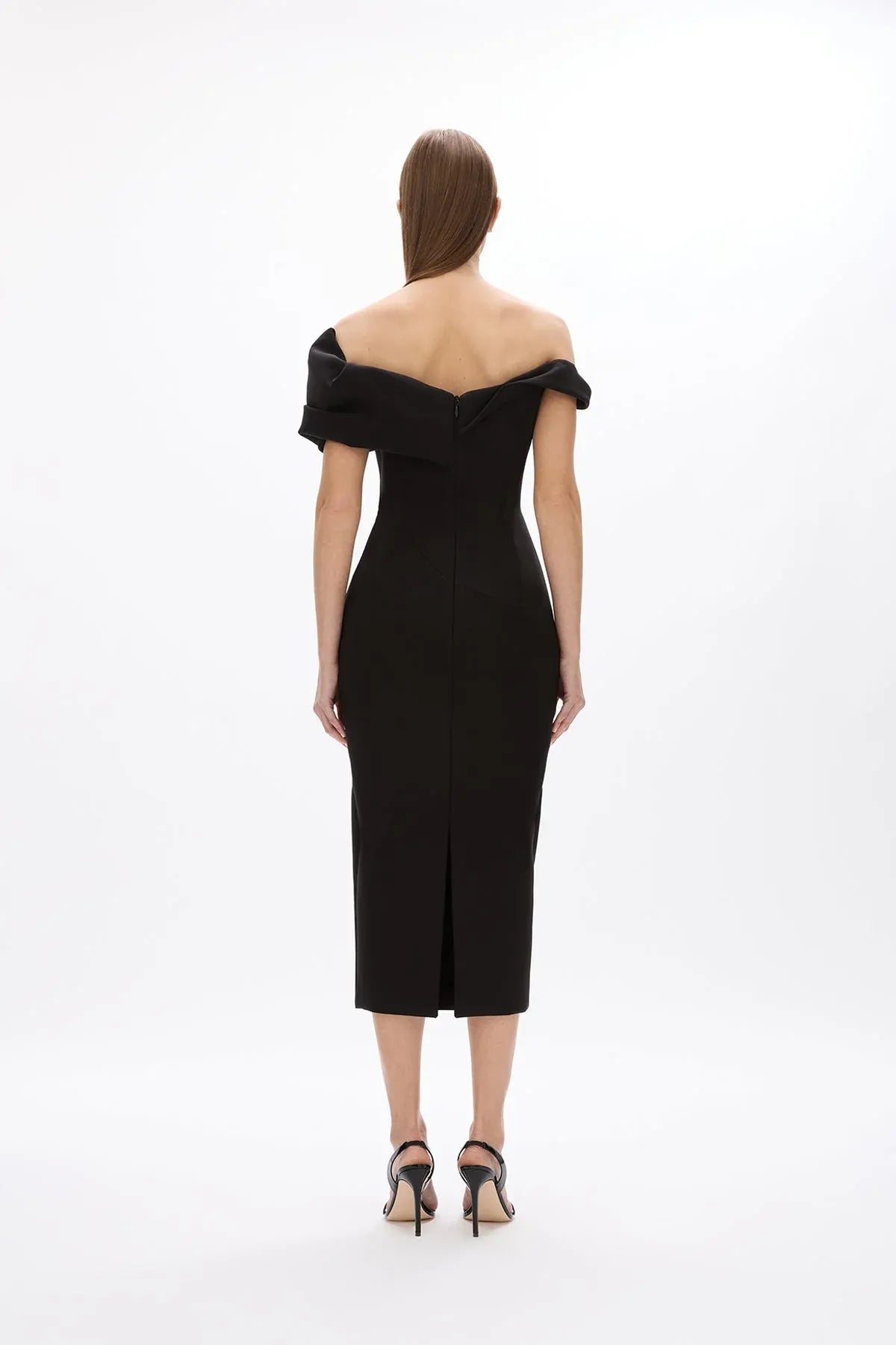 Twisted Sheath Off the Shoulder Sleeveless Zipper Back Midi Length Hot Sale Prom Dress