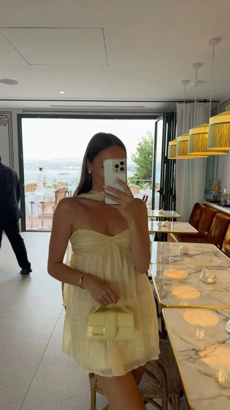 Unique A Line Sweetheart Yellow Chiffon Formal 8th Grade Homecoming Dresses Middle School Short Birthday Outfits Graduation Dress Mini Hoco Dresses