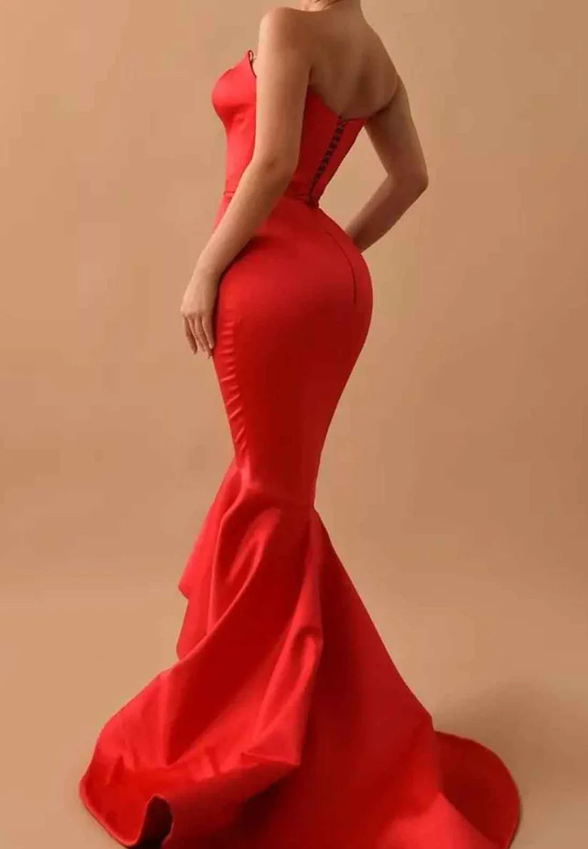 V-Neck Sleeveless Sleek Mermaid Prom Dress simple gentle atmospheric and unique desi Bring summer colors to enhance whiteness