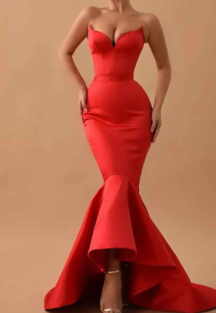 V-Neck Sleeveless Sleek Mermaid Prom Dress simple gentle atmospheric and unique desi Bring summer colors to enhance whiteness