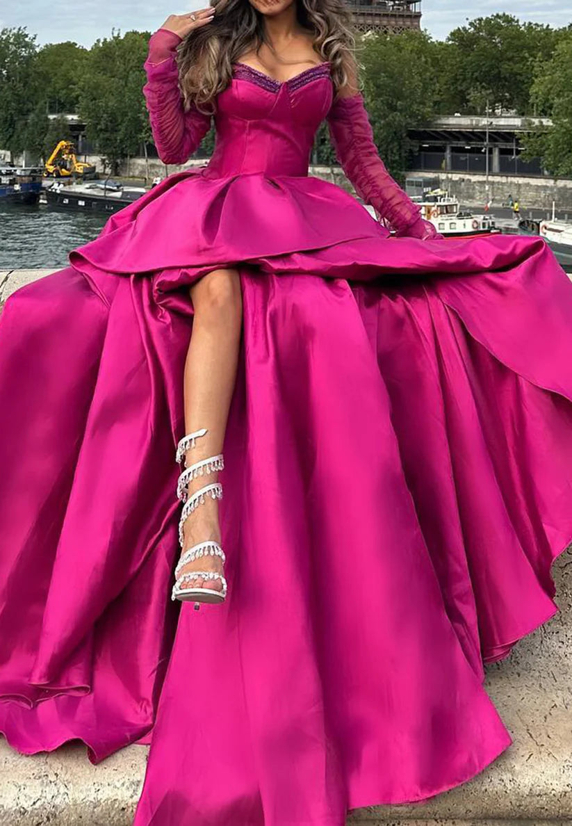 V-Neck Sleeveless Tiered High Low A-Line Prom Dress simple gentle atmospheric and unique desi Bring summer colors to enhance whiteness