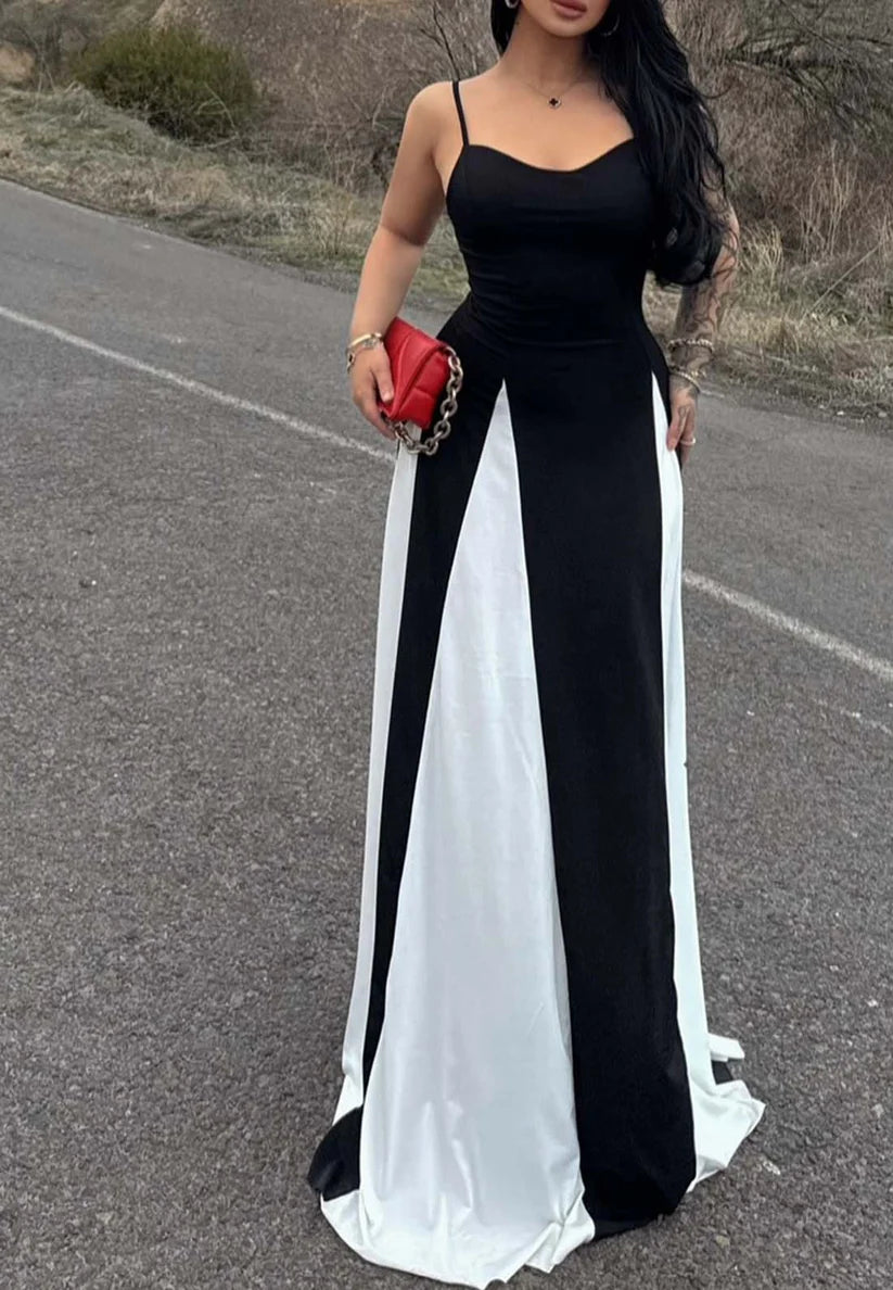 V-Neck Spaghetti Straps Pleated A-Line Simple Semi Formal Dress simple gentle atmospheric and unique desi Bring summer colors to enhance whiteness