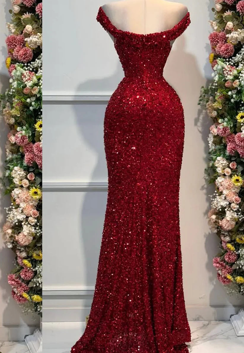 V-Neck Straps Beaded Emboridery Side Slit Sparkly Prom Dress simple gentle atmospheric and unique desi Bring summer colors to enhance whiteness