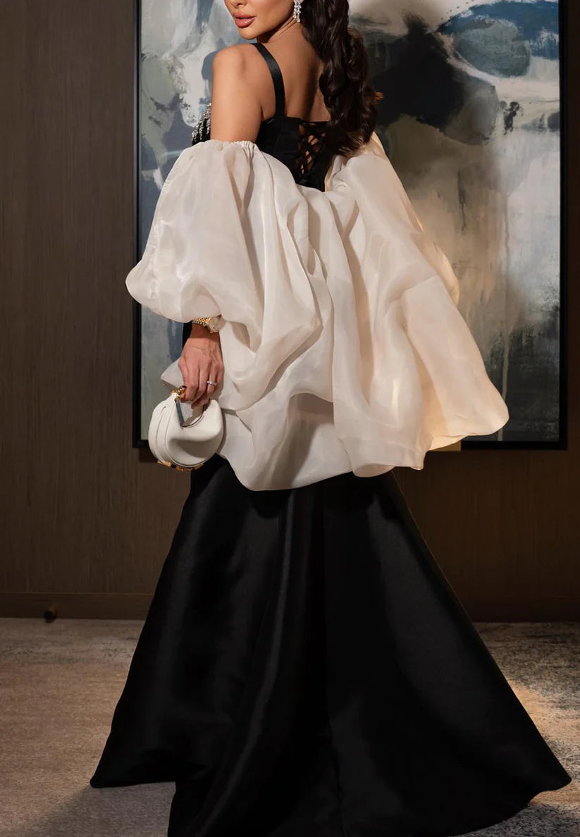 V-Neck Straps Beaded Sleek Mermaid Evening Dress simple gentle atmospheric and unique desi Bring summer colors to enhance whiteness