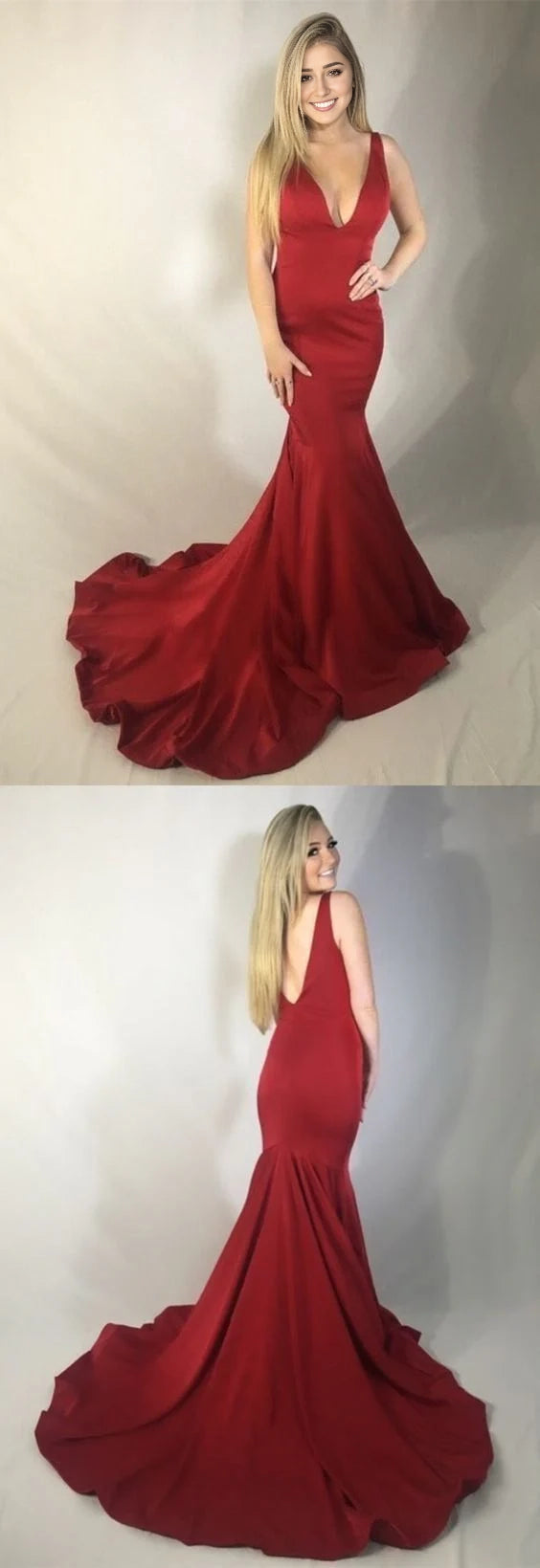 V Neck Mermaid Prom Dress simple gentle atmospheric and unique desi Bring summer colors to enhance whiteness