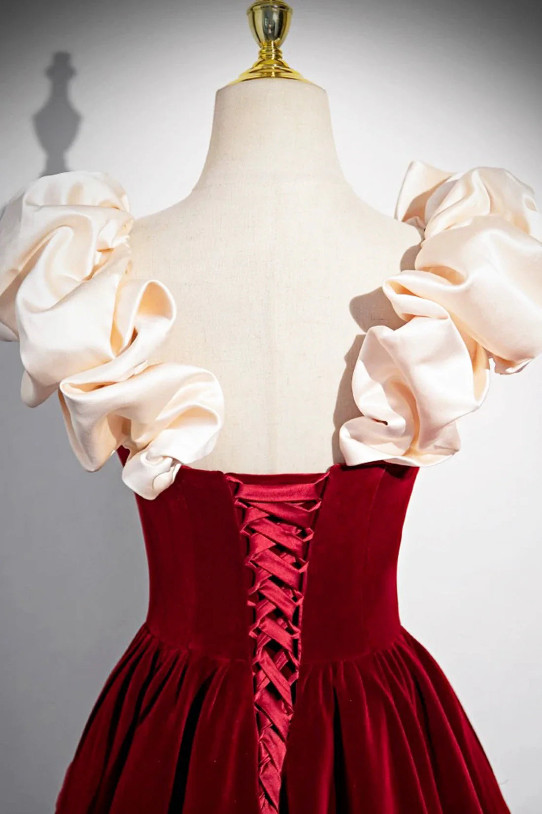 Velvet Floor Length Prom Dress Burgundy Off the Shoulder Evening Party Dress simple gentle atmospheric and unique desi Bring summer