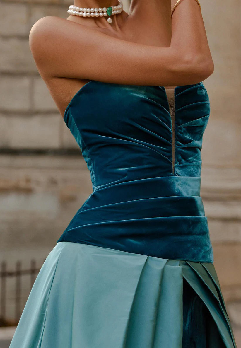 Velvet Sleeveless Sweetheart Pleated Formal Dress A-Line Evening Dress simple gentle atmospheric and unique desi Bring summer colors to enhance whitenesshiteness