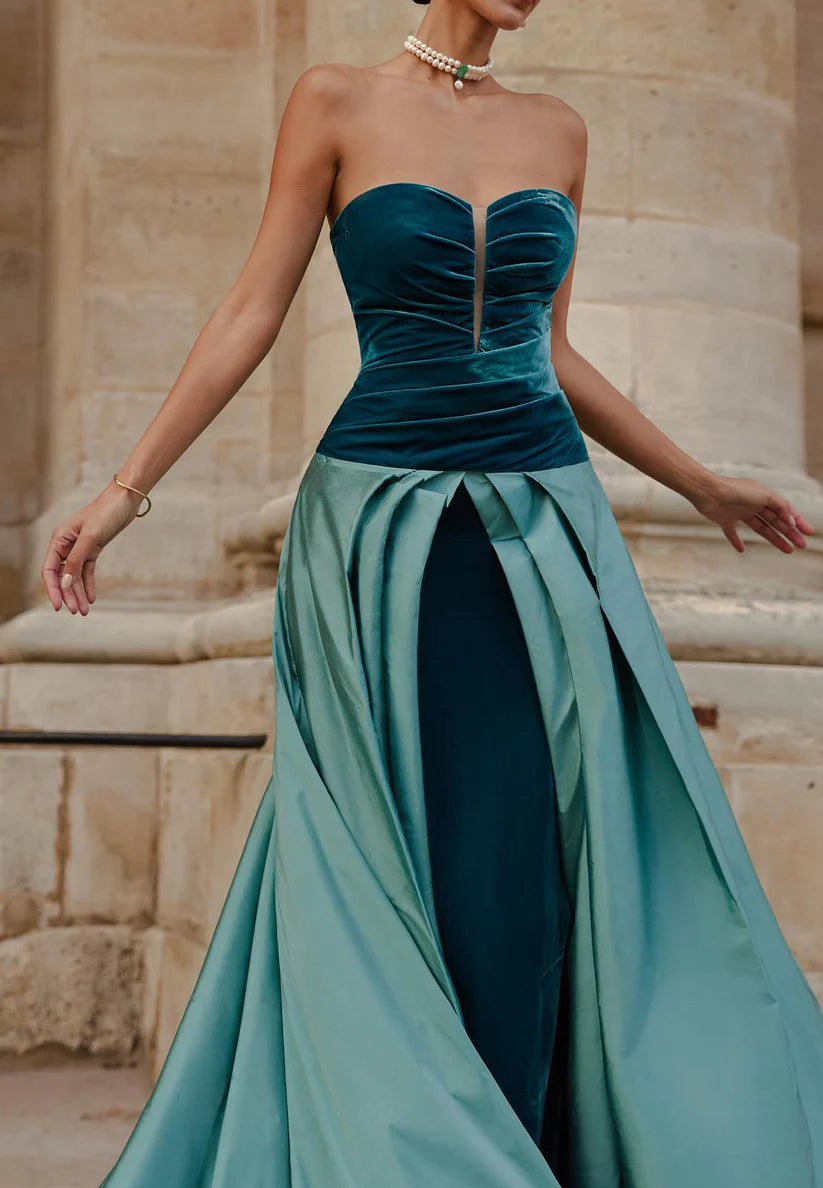 Velvet Sleeveless Sweetheart Pleated Formal Dress A-Line Evening Dress simple gentle atmospheric and unique desi Bring summer colors to enhance whitenesshiteness