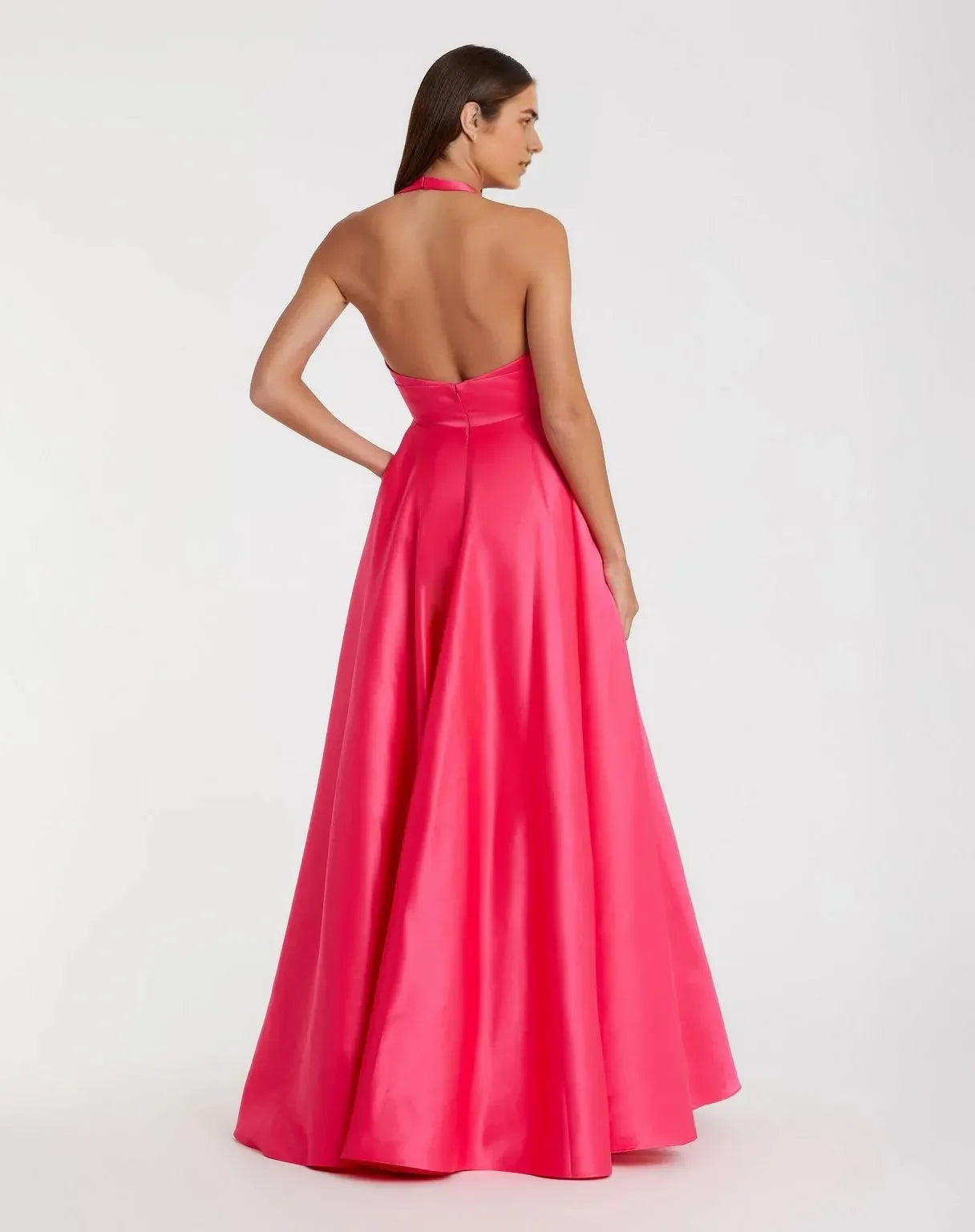 Vibrant A-Line Halter Sleeveless Zipper Back Floor Length Prom Dress