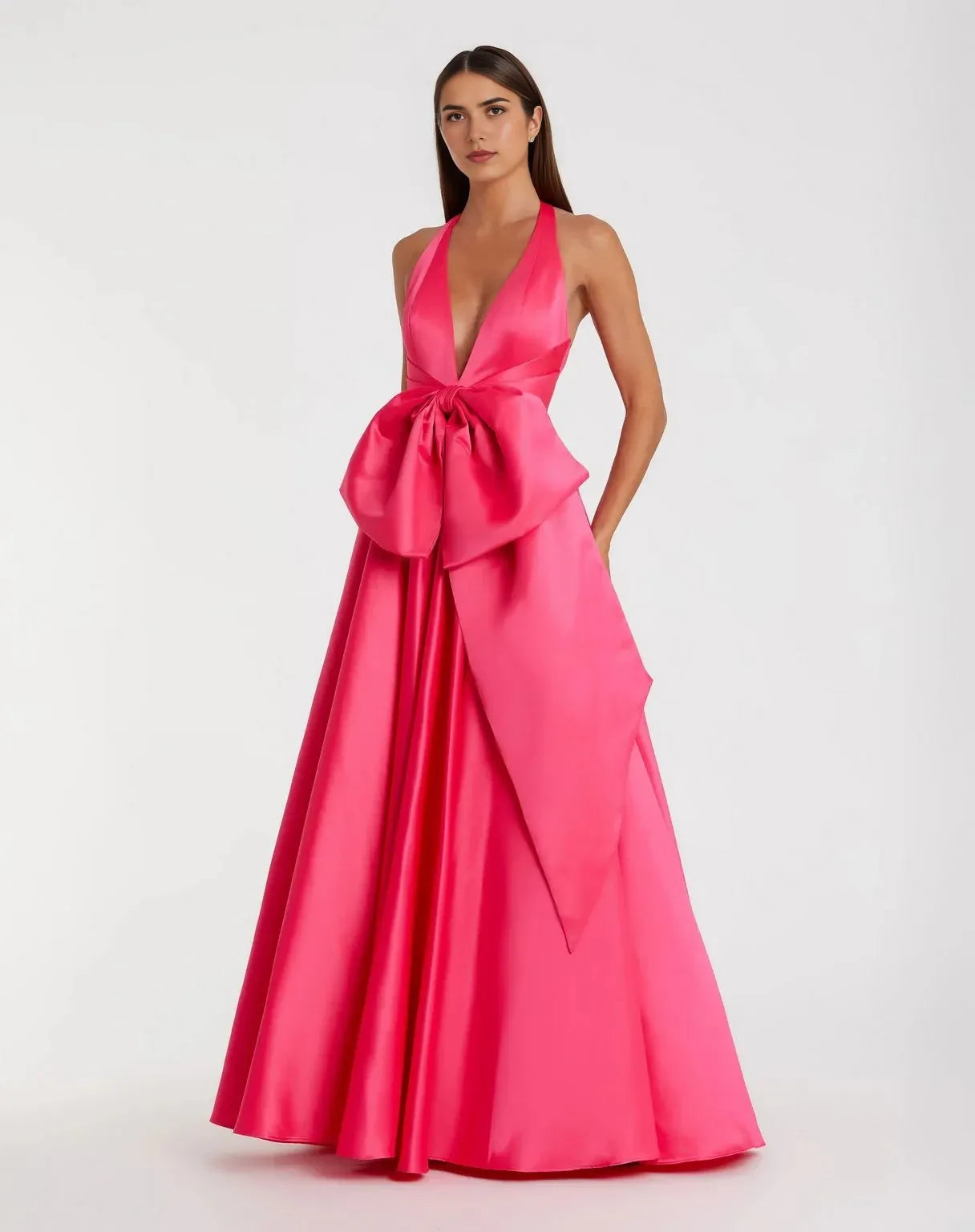 Vibrant A-Line Halter Sleeveless Zipper Back Floor Length Prom Dress