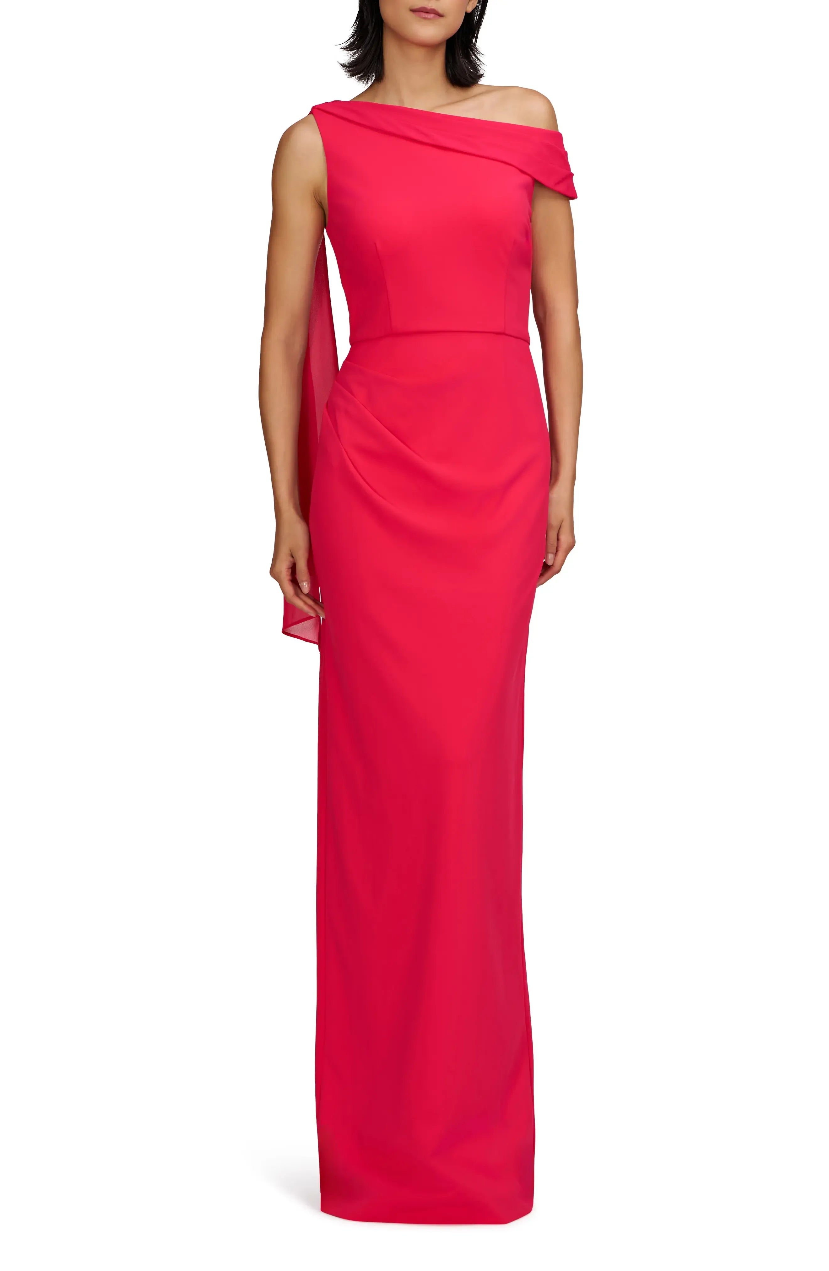 Vibrant Draped One-Shoulder Sleeveless Zipper Back Floor Length Female Prom Dress