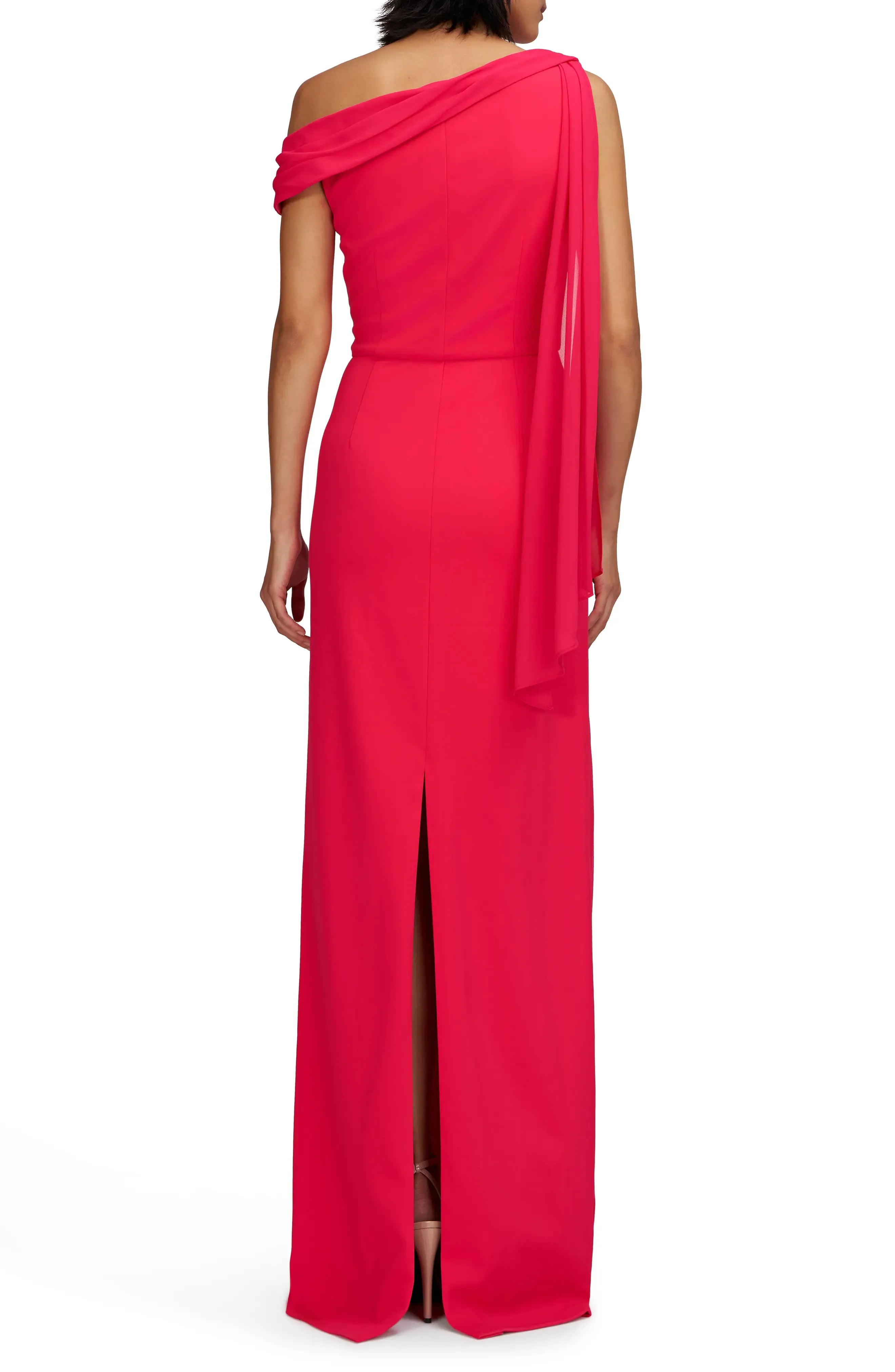 Vibrant Draped One-Shoulder Sleeveless Zipper Back Floor Length Female Prom Dress