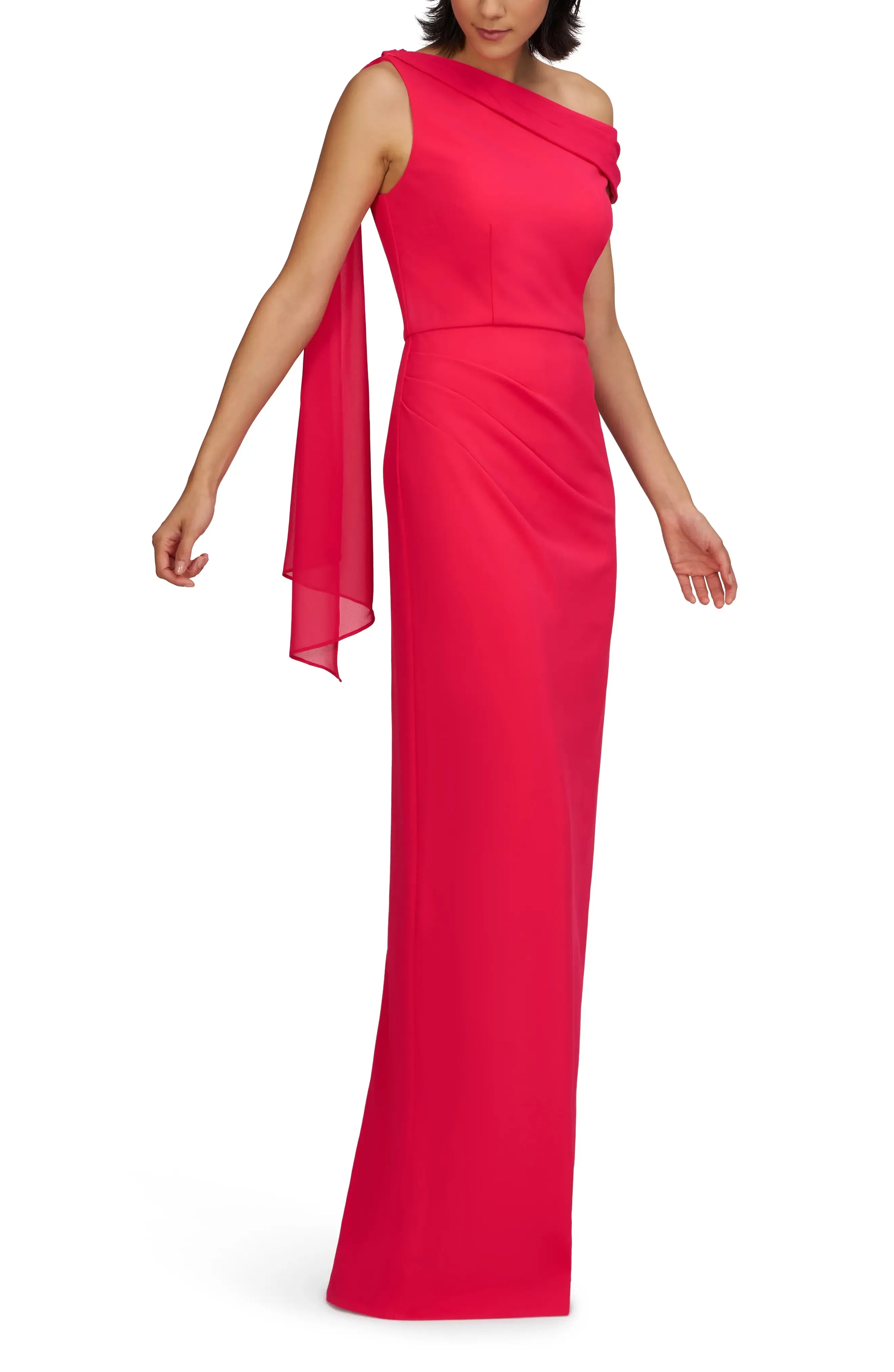 Vibrant Draped One-Shoulder Sleeveless Zipper Back Floor Length Female Prom Dress