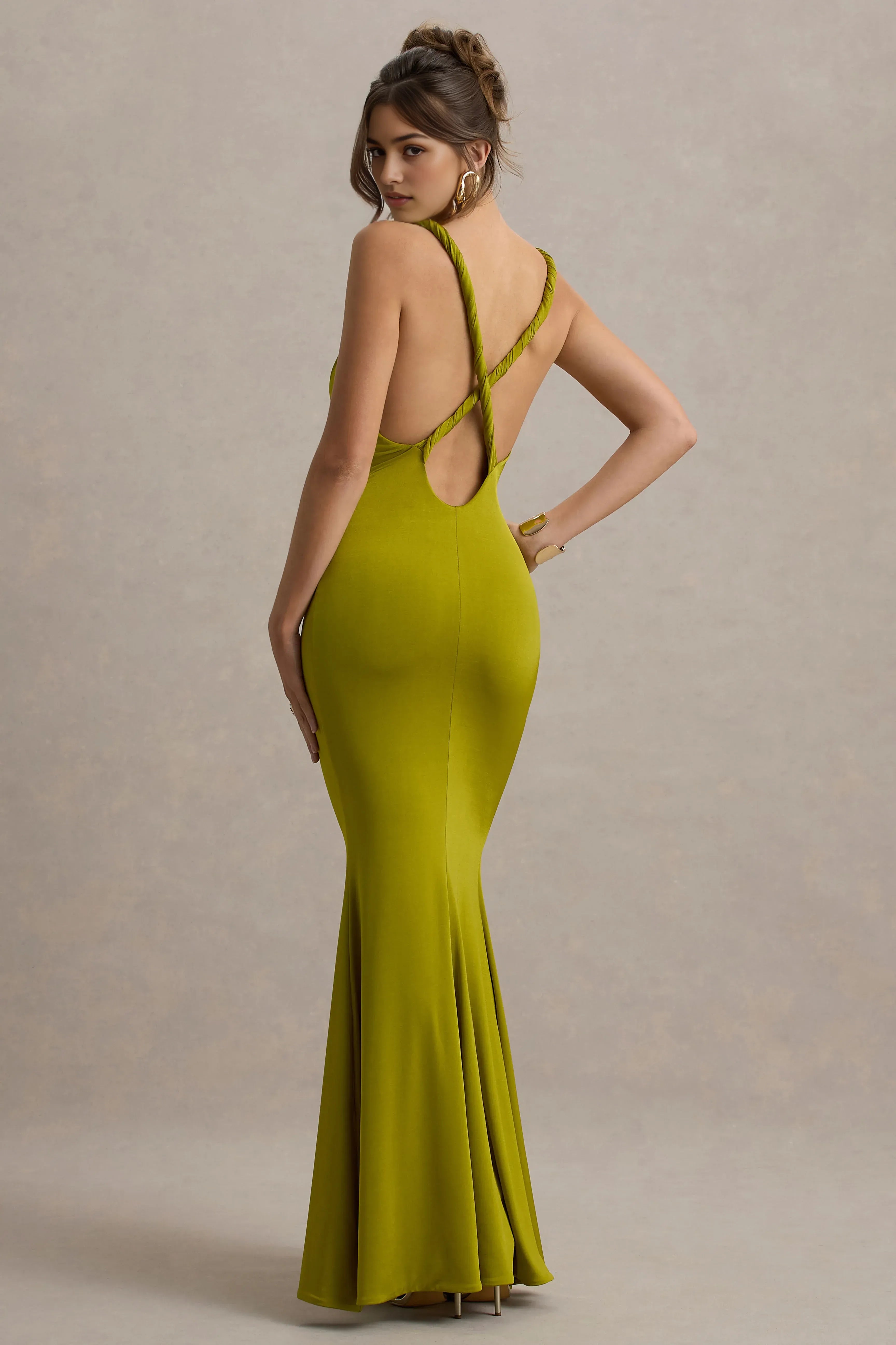 Vibrant Mermaid Plunging Neck Sleeveless Crisscross Back Floor Length For Sale Evening Dress