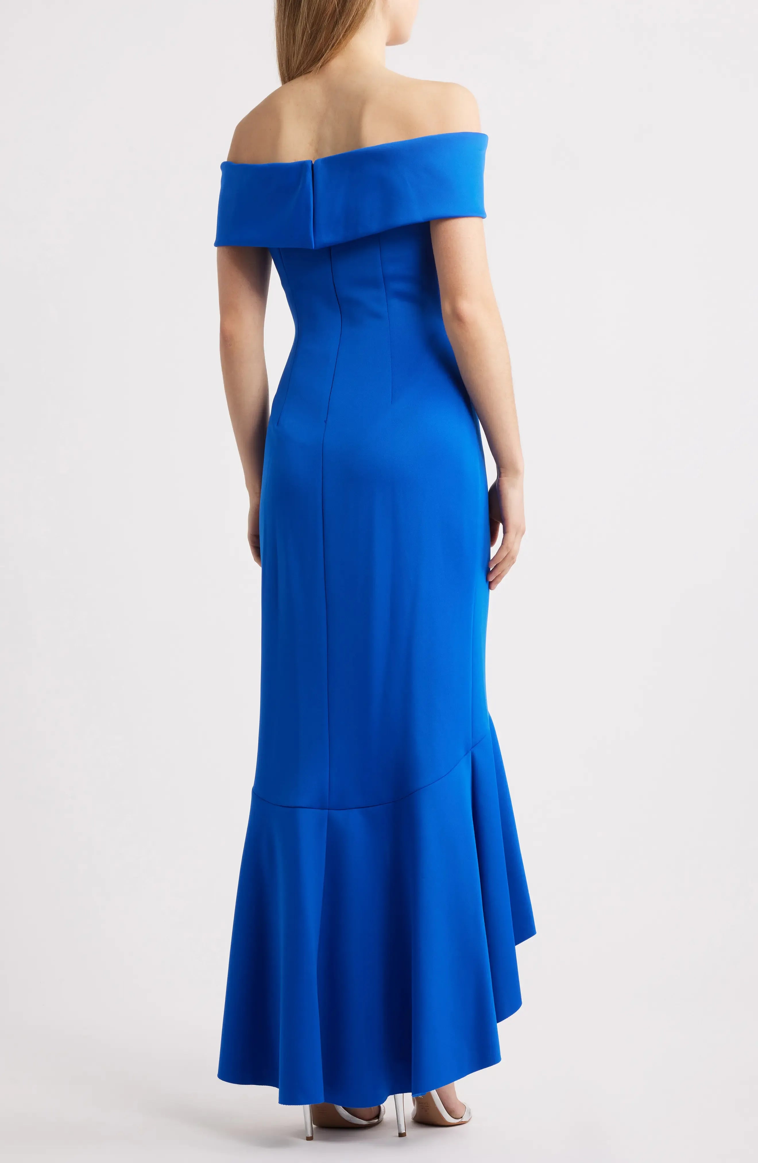 Vibrant Trumpet Off Shoulder Sleeveless Ruched Back High Low For Adults Evening Dress