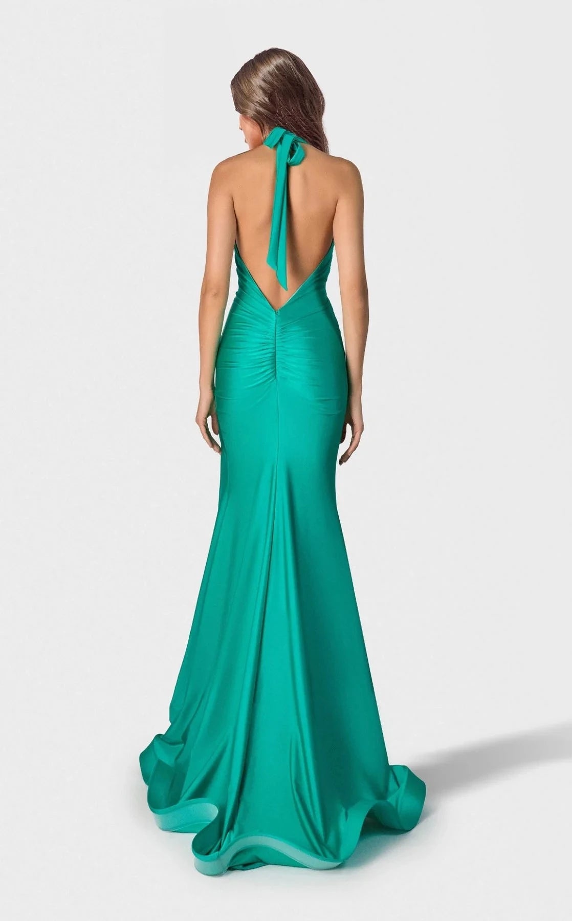 Vintage Mermaid Halter Sleeveless Open-Back Floor-Length Prom Dress