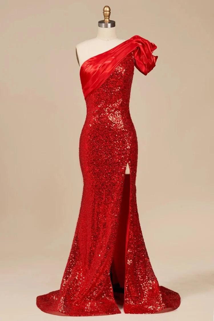 Vintage Mermaid One-Shoulder Sleeveless Open-Back Floor-Length Prom Dress
