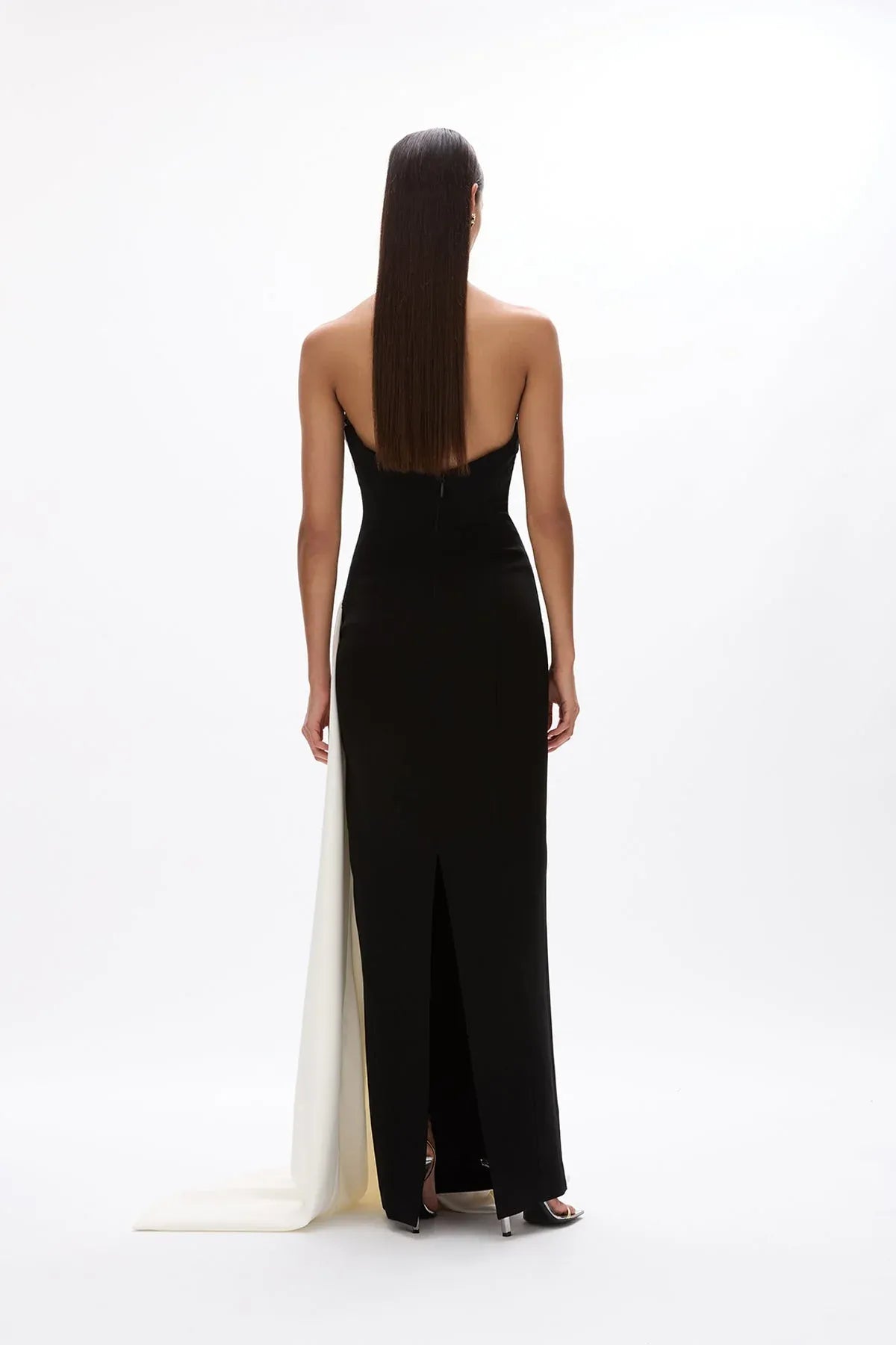 Vintage Sheath Strapless Sleeveless Open Back Train Floor Length For Sale Prom Dress