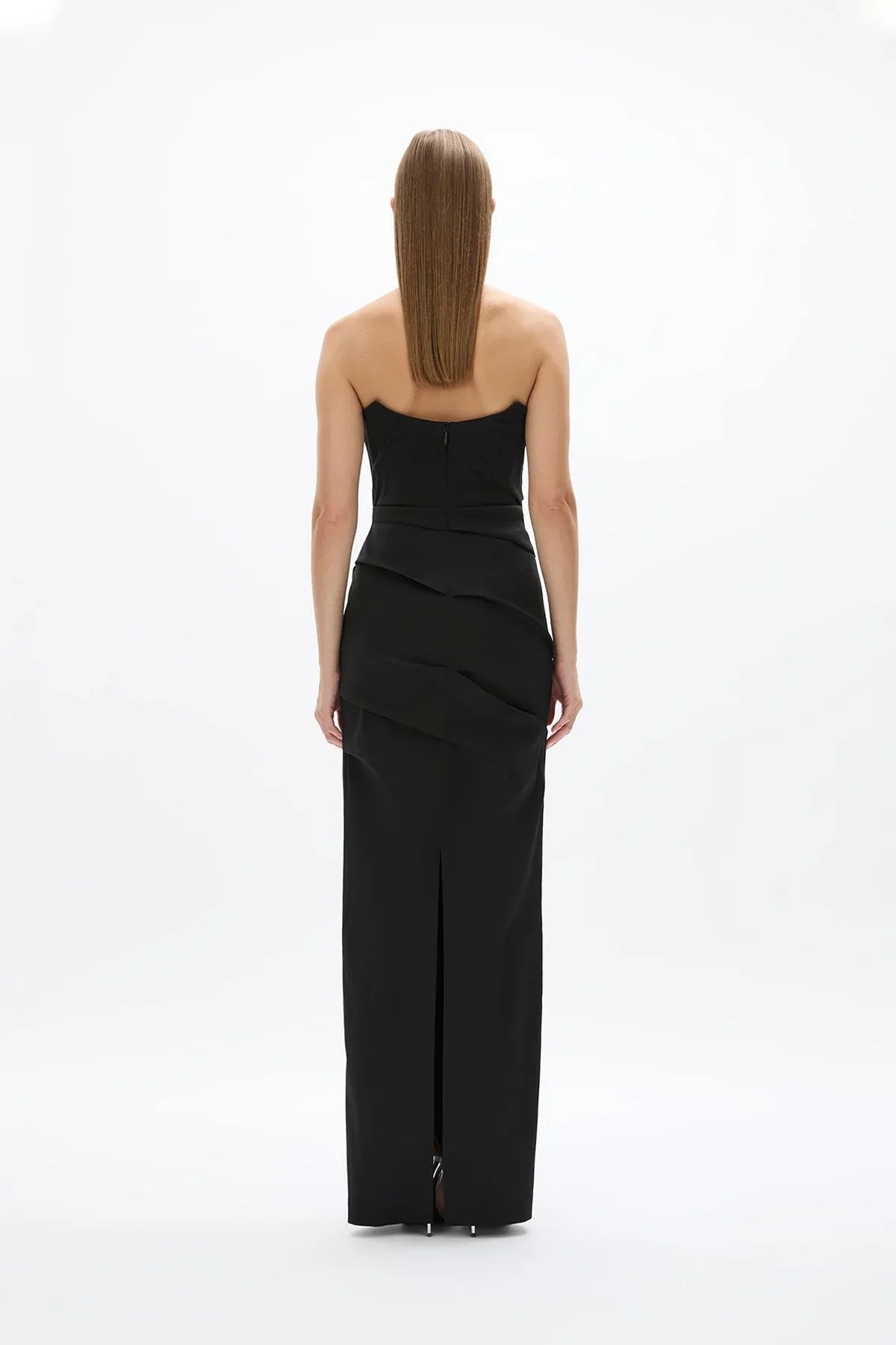 Vintage Sheath Strapless Sleeveless Zipper Back High Slit Floor Length For Ladies Prom Dress