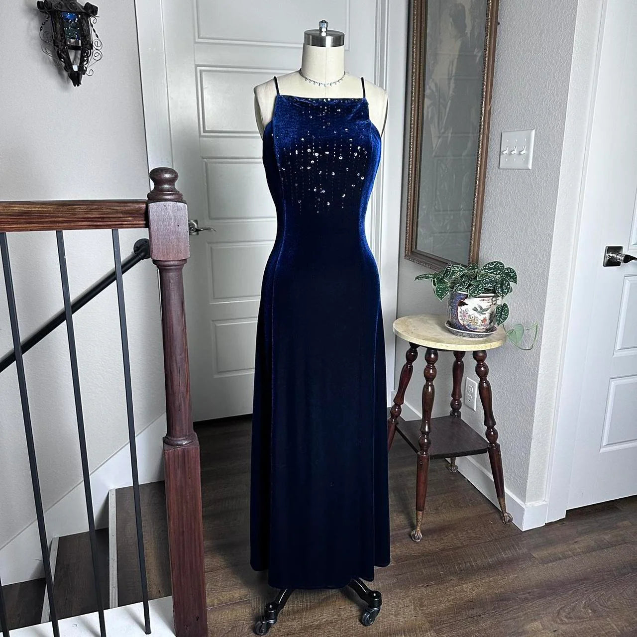 Vintage 90s Velvet Boat Neck Beaded Gown Long Prom Dress Evening Gown Party Dress simple gentle atmospheric and unique desi Bring summer colors to enhance whiteness