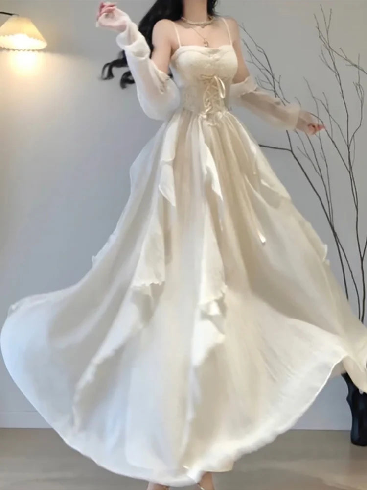 Vintage A Line Spaghetti Straps Ivory Holiday Dress Birthday Dresses Birthday Outfits simple gentle atmospheric and unique desi Bring summer colors to enhance whiteness