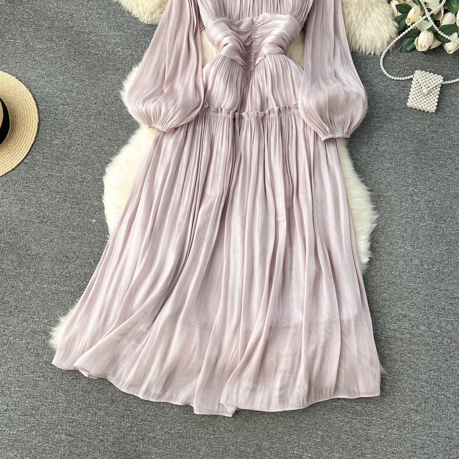 Vintage A line Scoop Long Sleeves Lilac Holiday Dresses Women's Dress simple gentle atmospheric and unique desi Bring summer colors to enhance whiteness