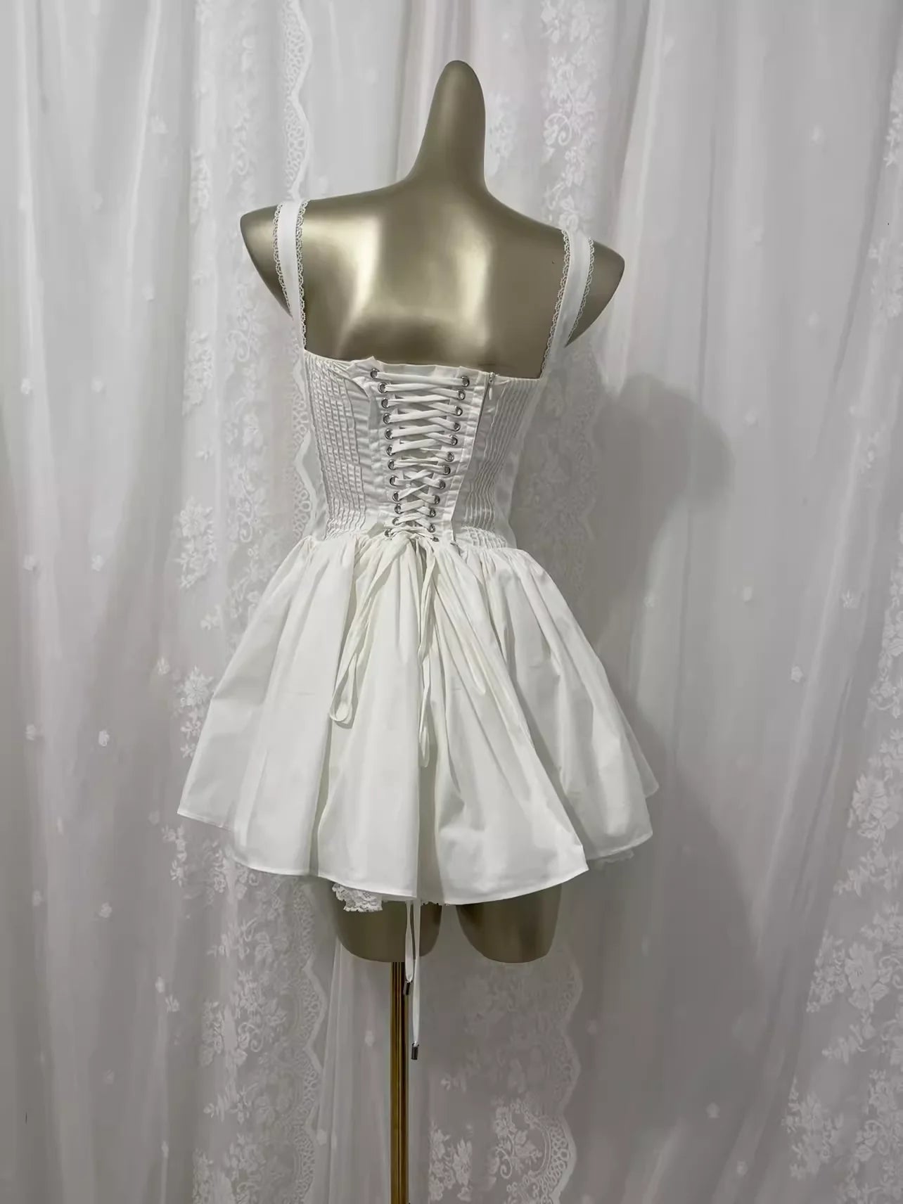 Vintage A line Straps White Vacation Beach Dress Short Dress simple gentle atmospheric and unique desi Bring summer colors to enhance whiteness