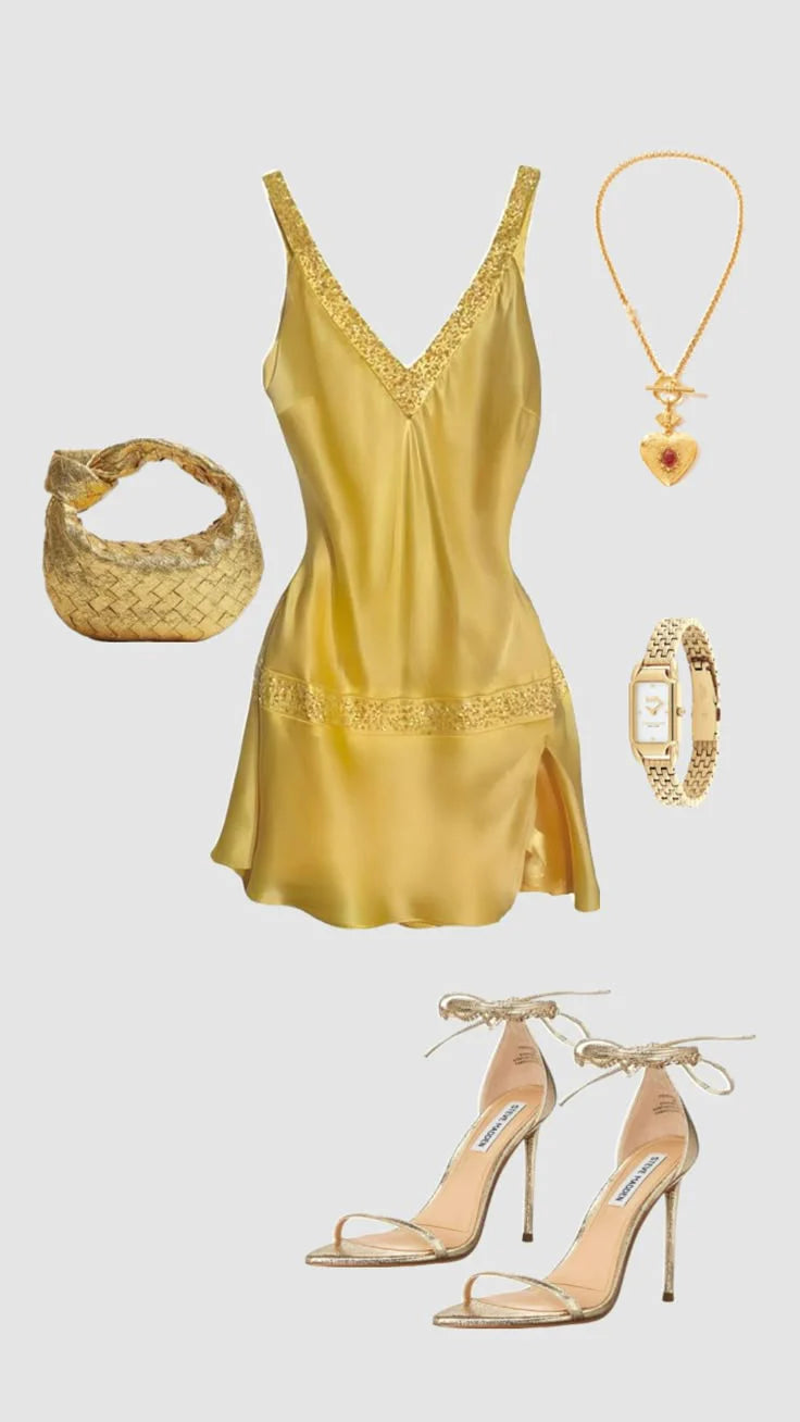 Vintage A line V Neck Satin Yellow Short Beads Formal Homecoming Dresses Short Dresses Party Graduation Dress Hoco Dresses