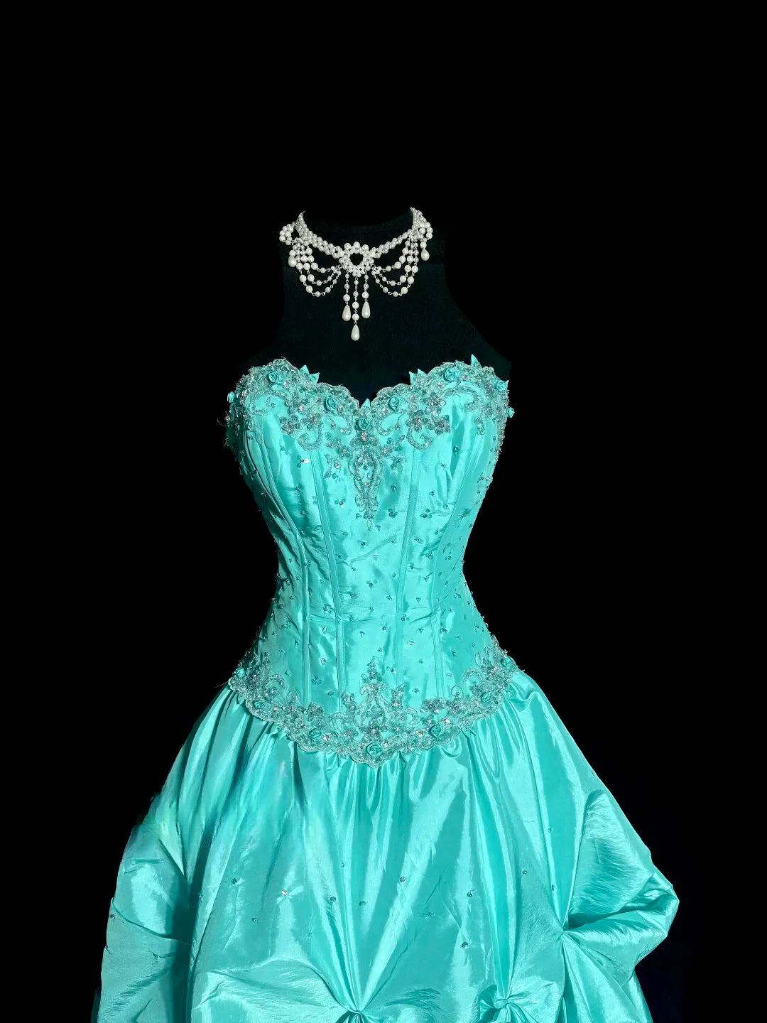 Vintage Ball Gown Sweetheart Blue Taffeta Long Puffy Skirt Long Prom Dresses Party Dress 21st Birthday Outfits Graduation Dresses