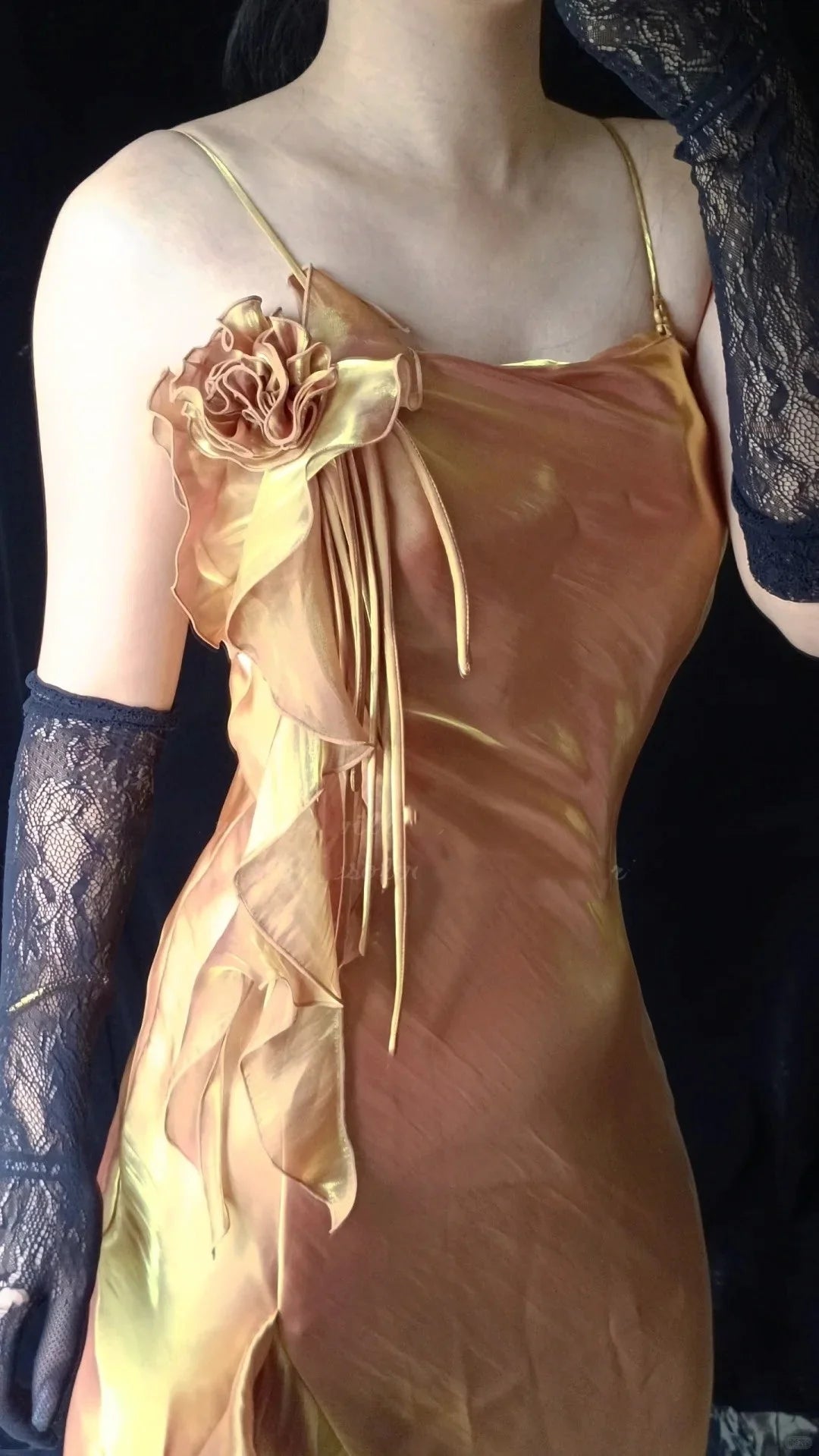 Vintage Elegant Long Satin Fairy Mermaid Slim Ball Gown Evening Dress simple gentle atmospheric and unique desi Bring summer colors to enhance whiteness