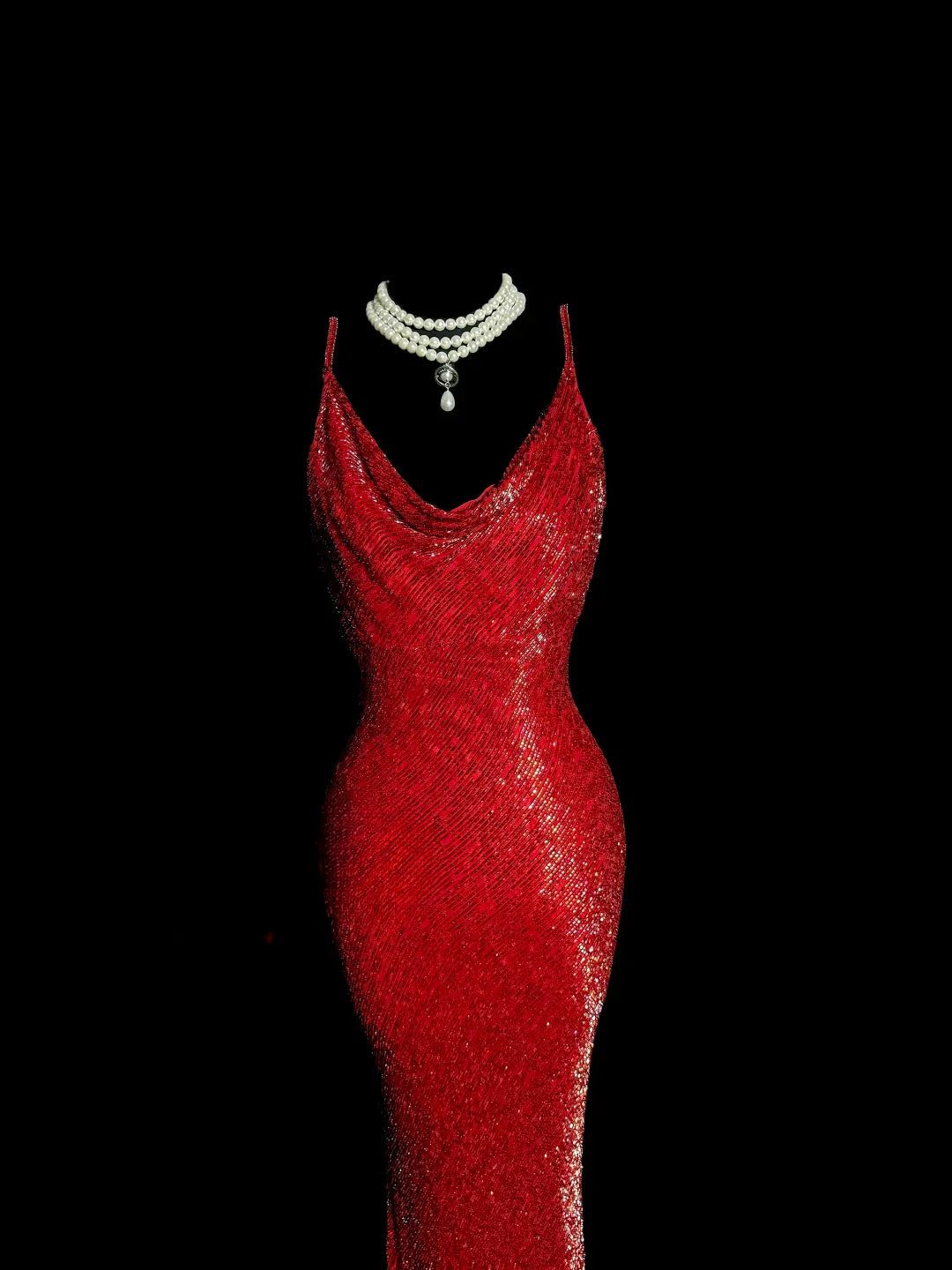 Vintage Mermaid Spaghetti Straps Red Sequin Long Prom Dresses Party Dress 18th Birthday Outfits Graduation Dresses