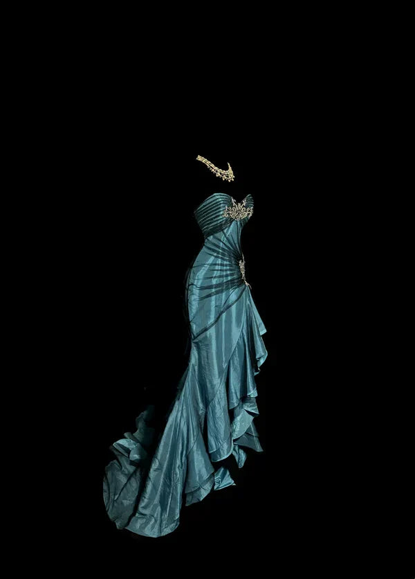 Vintage Mermaid Sweetheart 1950s Retro Classy Satin Long Prom Dresses Party Dress 21st Birthday Outfits Graduation Dresses simple gentle atmospheric and unique desi Bring summer colors to enhance whiteness