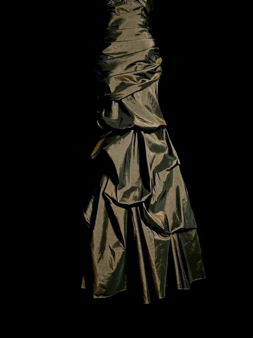 Vintage Mermaid Sweetheart Olive Green Taffeta Long Puffy Skirt Long Prom Dresses Party Dress 21st Birthday Outfits Graduation Dresses