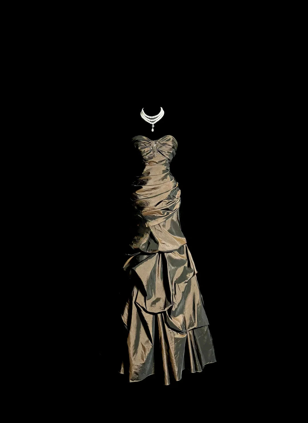 Vintage Mermaid Sweetheart Olive Green Taffeta Long Puffy Skirt Long Prom Dresses Party Dress 21st Birthday Outfits Graduation Dresses