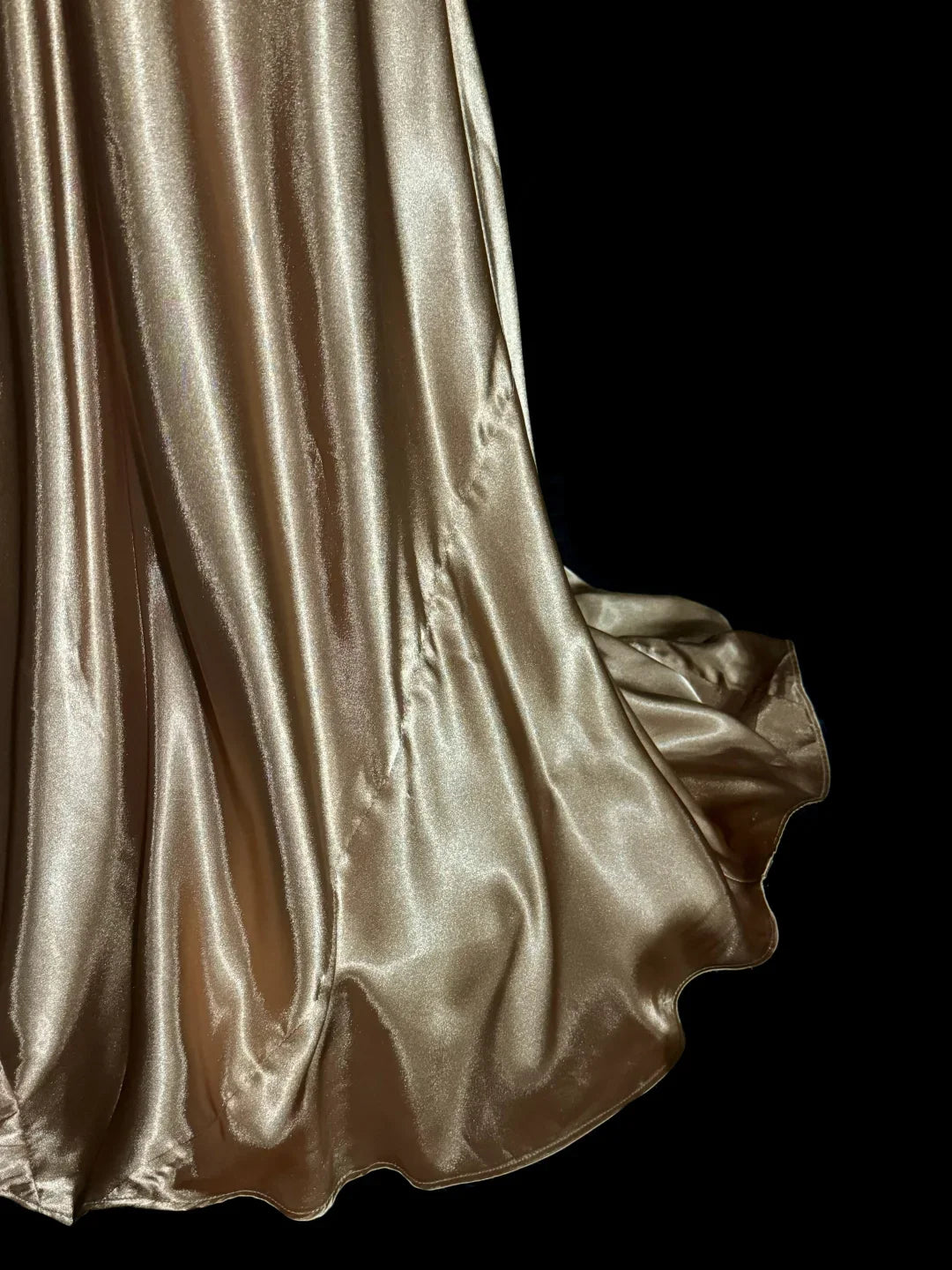 Vintage Mermaid V Neck Gold 1950s Retro Classy Satin Long Prom Dresses Party Dress 21st Birthday Outfits Graduation Dresses