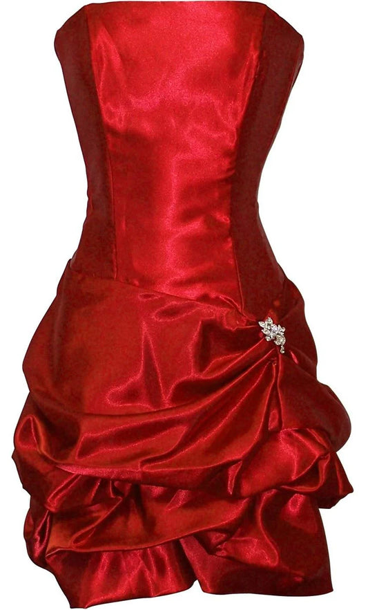 Vintage Red Strapless Satin Pleated Homecoming Dress Short Birthday Outfits simple gentle atmospheric and unique desi Bring summer colors to enhance whiteness