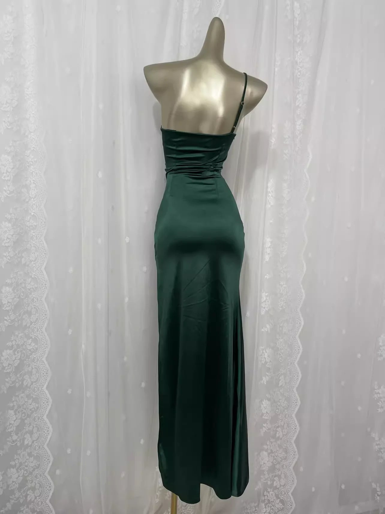 Vintage Sheath One Shoulder Green Vacation Dress Satin Birthday Dresses simple gentle atmospheric and unique desi Bring summer colors to enhance whiteness