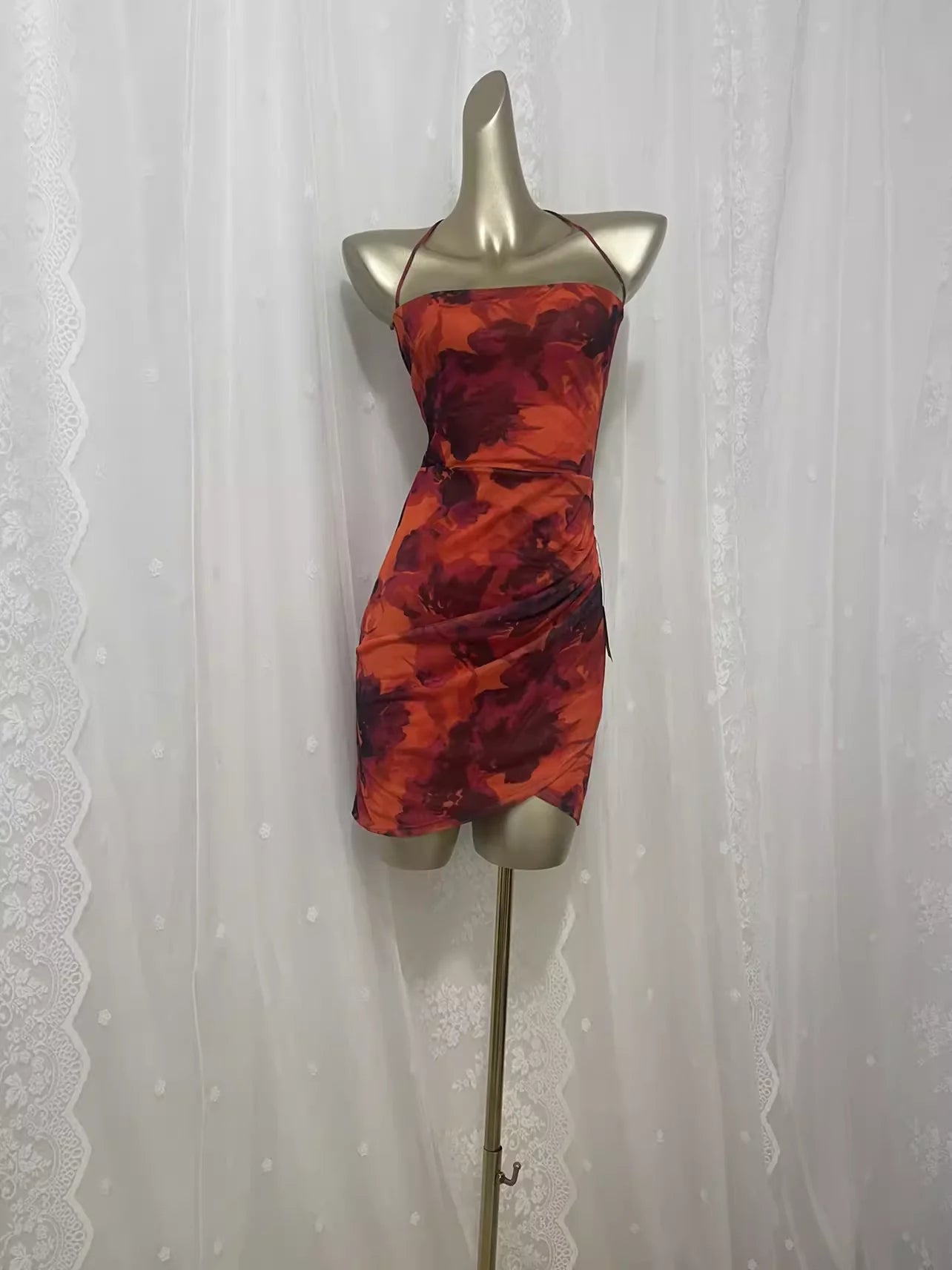 Vintage Sheath Straps Floral Travel Backless Vacation Dress Short Birthday Dress  simple gentle atmospheric and unique desi Bring summer colors to enhance whiteness