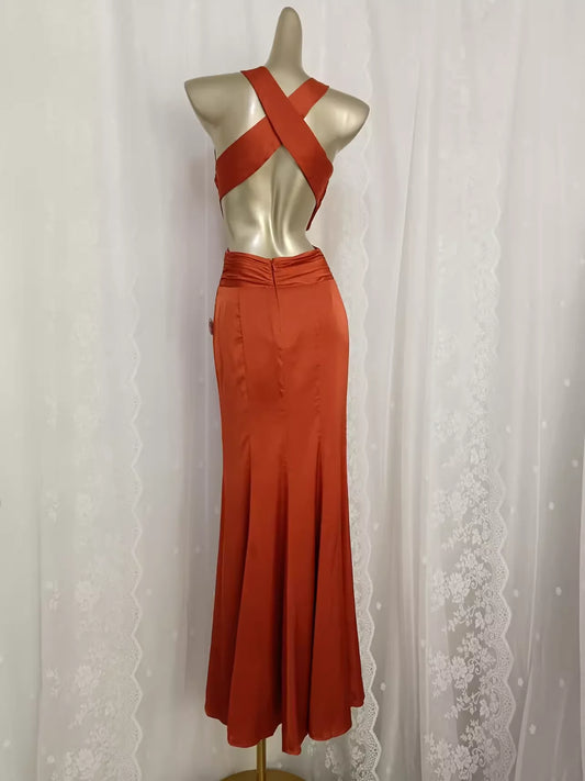 Vintage Sheath V Neckline Satin Backless Vacation Dress Birthday Dresses simple gentle atmospheric and unique desi Bring summer colors to enhance whiteness