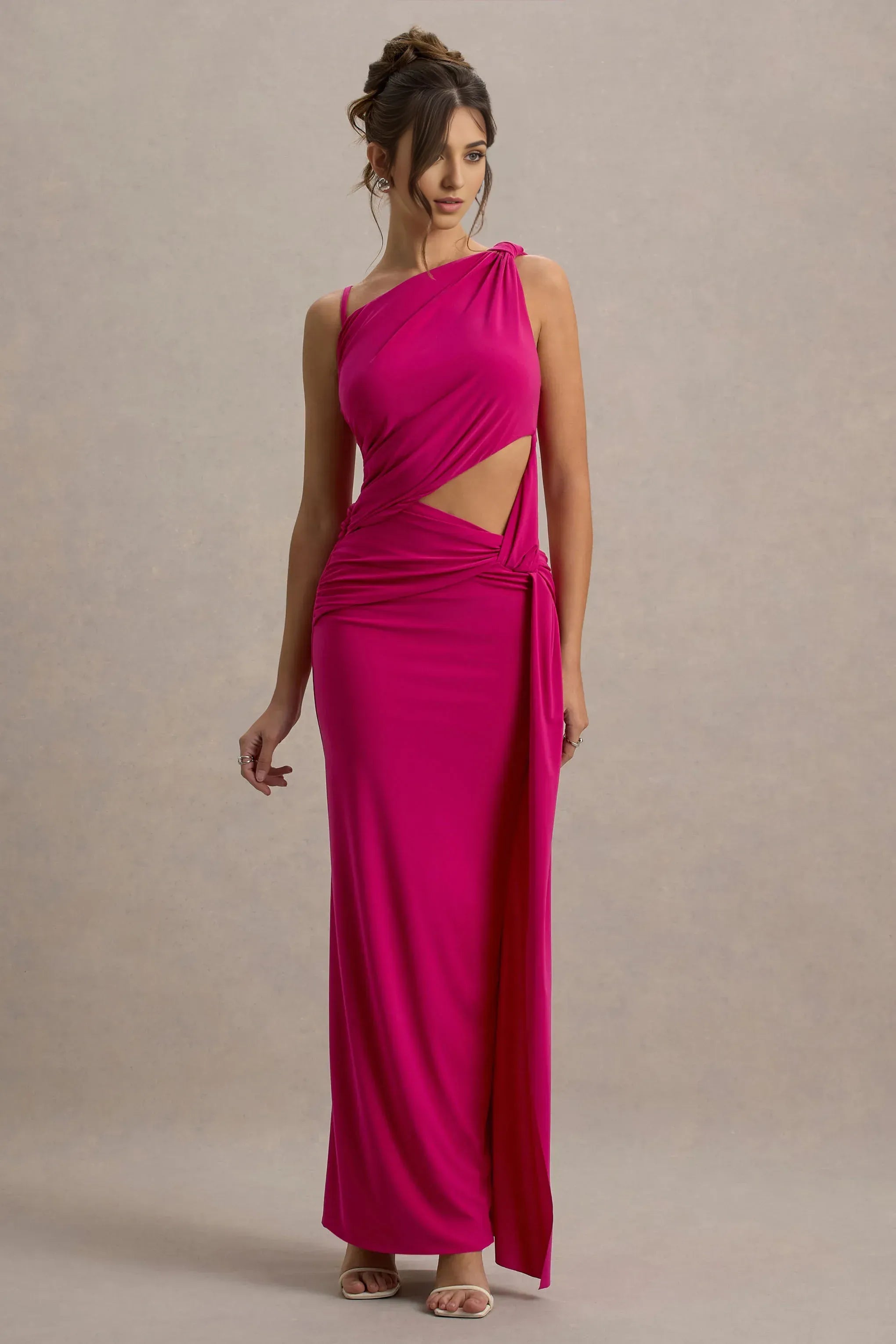 Vivid Sheath One Shoulder Sleeveless Cutout Back Floor Length Plus Size For Women Evening Dress