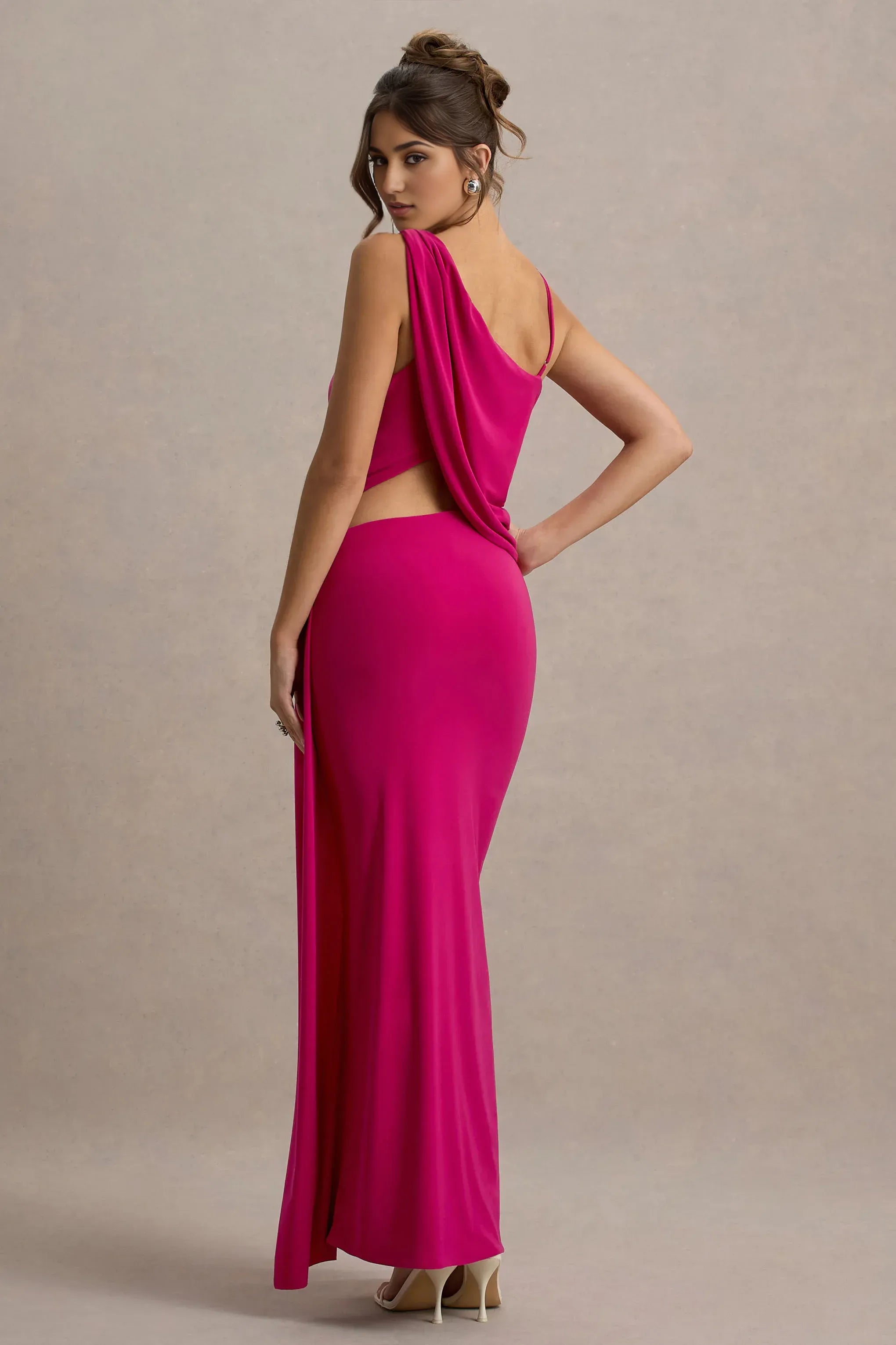 Vivid Sheath One Shoulder Sleeveless Cutout Back Floor Length Plus Size For Women Evening Dress