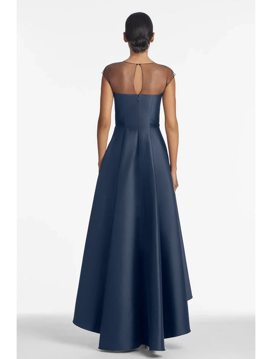 Wedding Guest Dresses Elegant Dress Black Tie Asymmetrical Sleeveless Jewel Neck Fall Wedding Guest Satin with Pleats Appliques simple gentle atmospheric and unique desi Bring summer colors to enhance whiteness