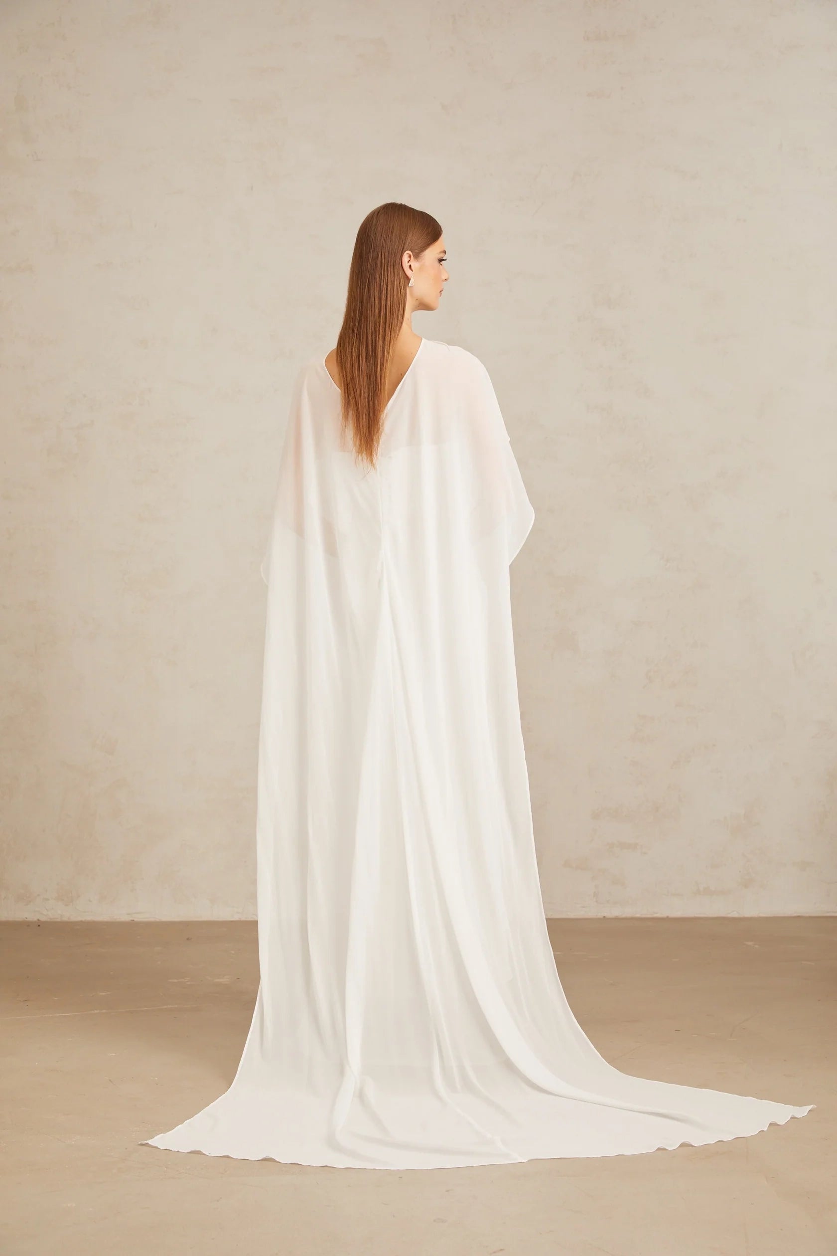 White Draped Cape - Sleeve Maxi Dress White Tulle Cape & Dress Set Evening Dress